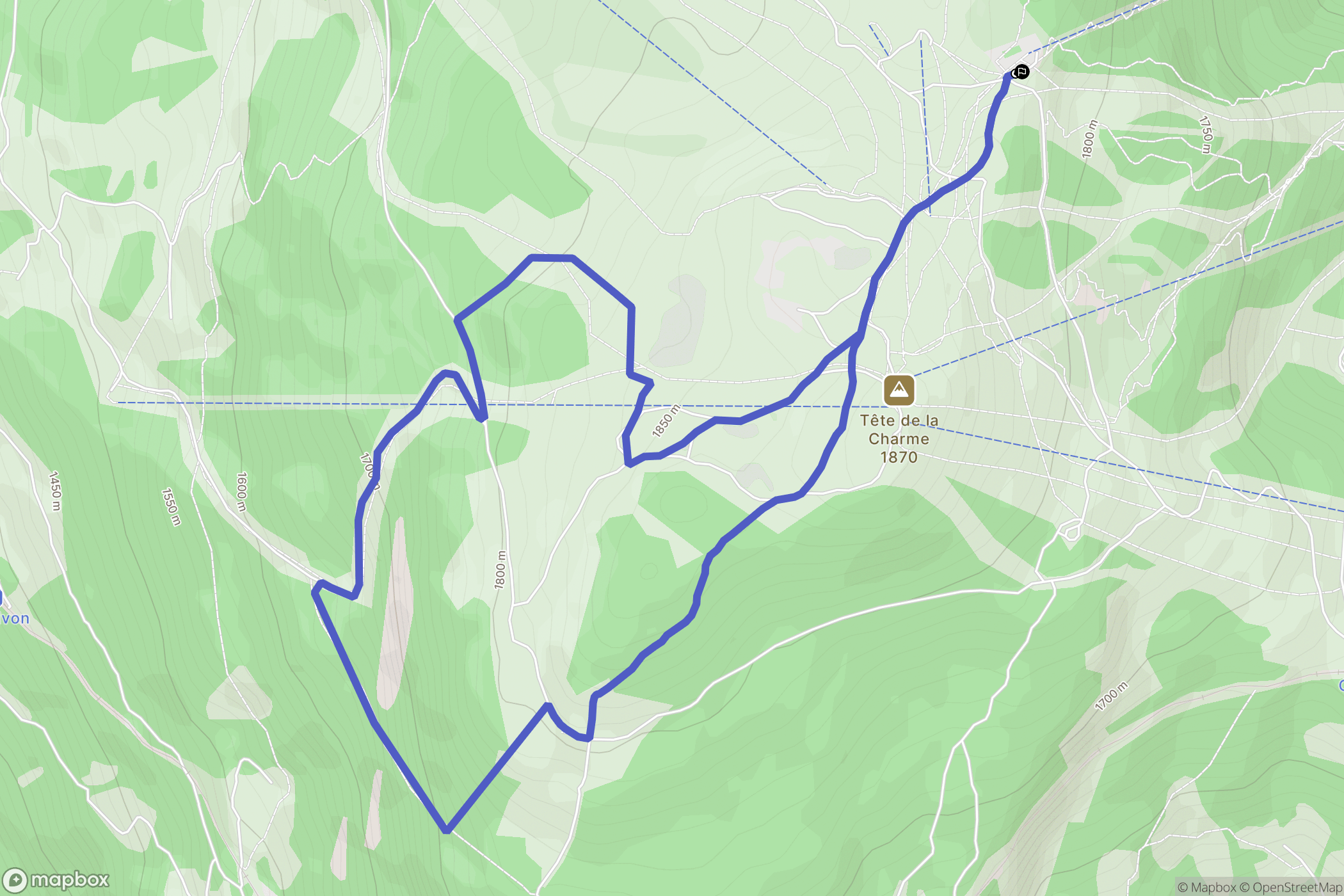 Saint-Gervais-les-Bains : carte du parcours de randonnée - France