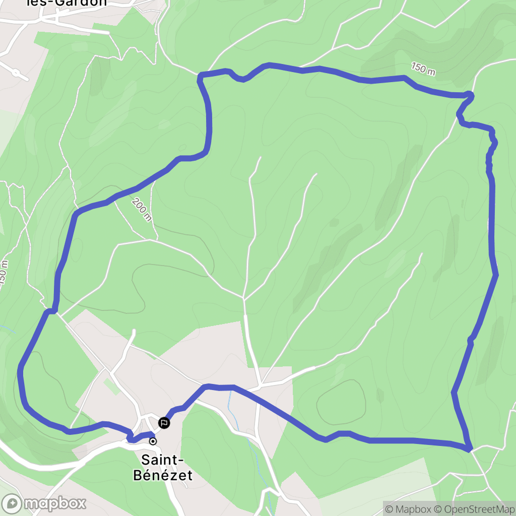 Saint-Bénézet : carte du parcours de randonnée - France