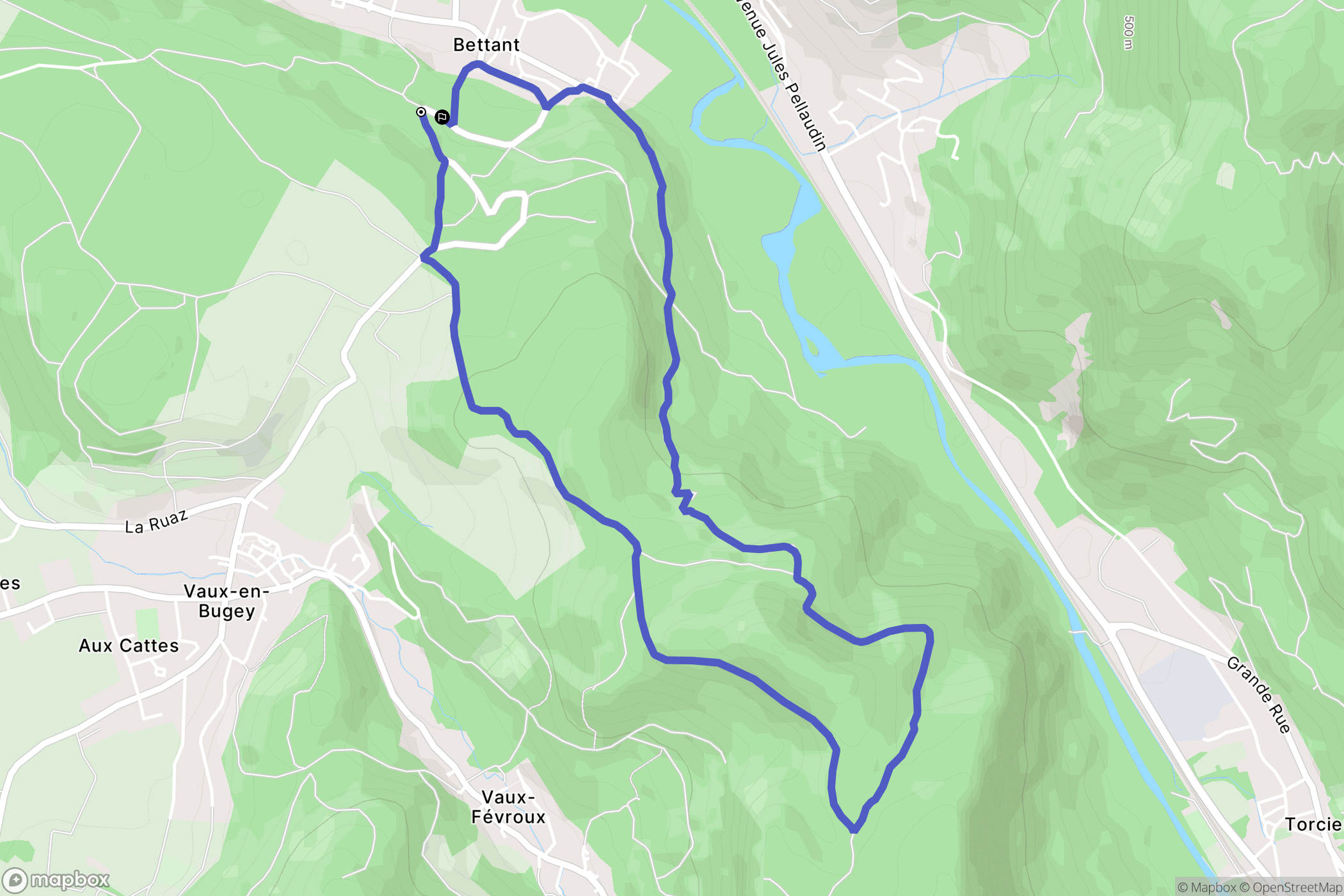 Bettant : carte du parcours de randonnée - France