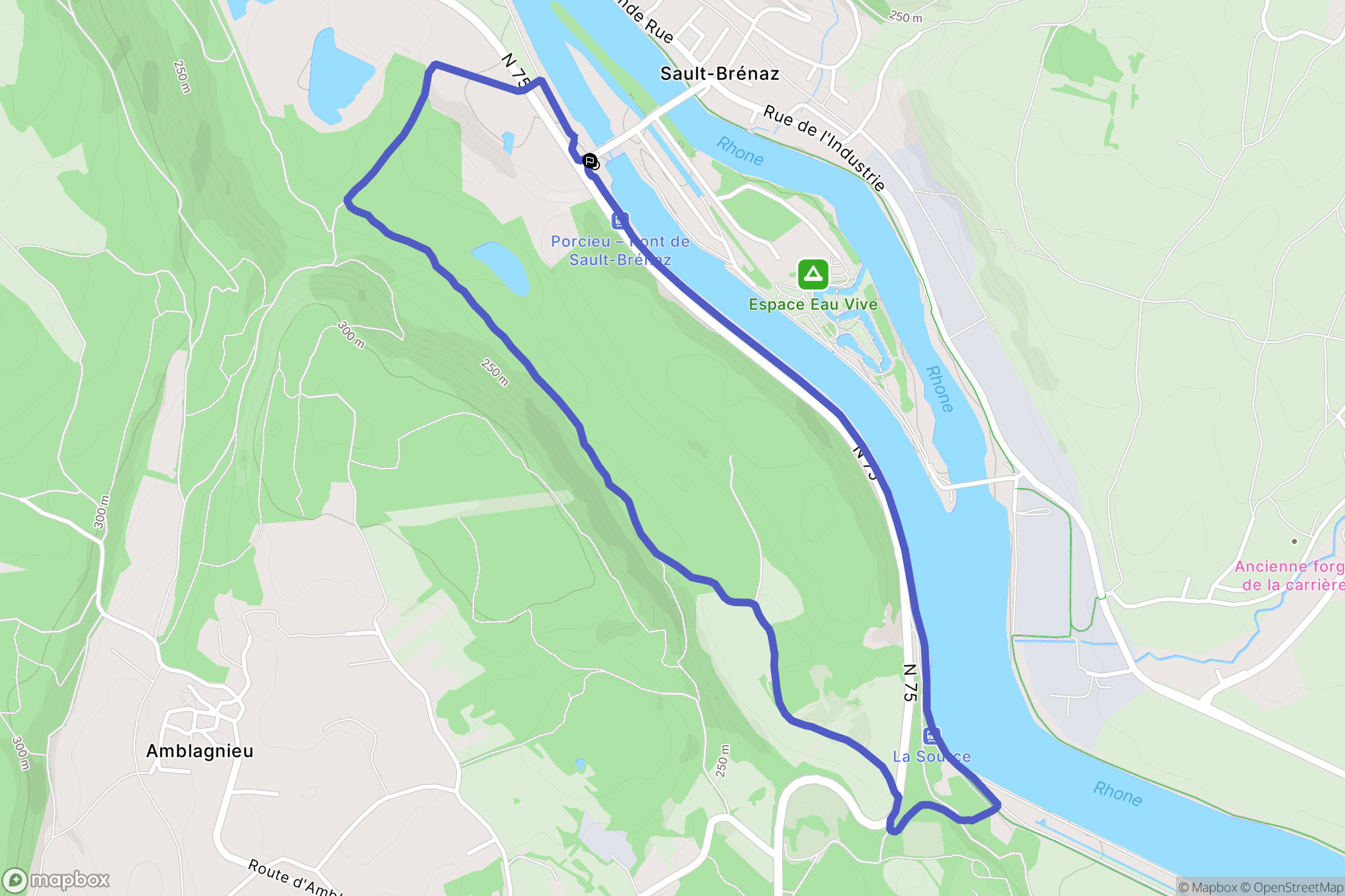 Porcieu-Amblagnieu : carte du parcours de randonnée - France