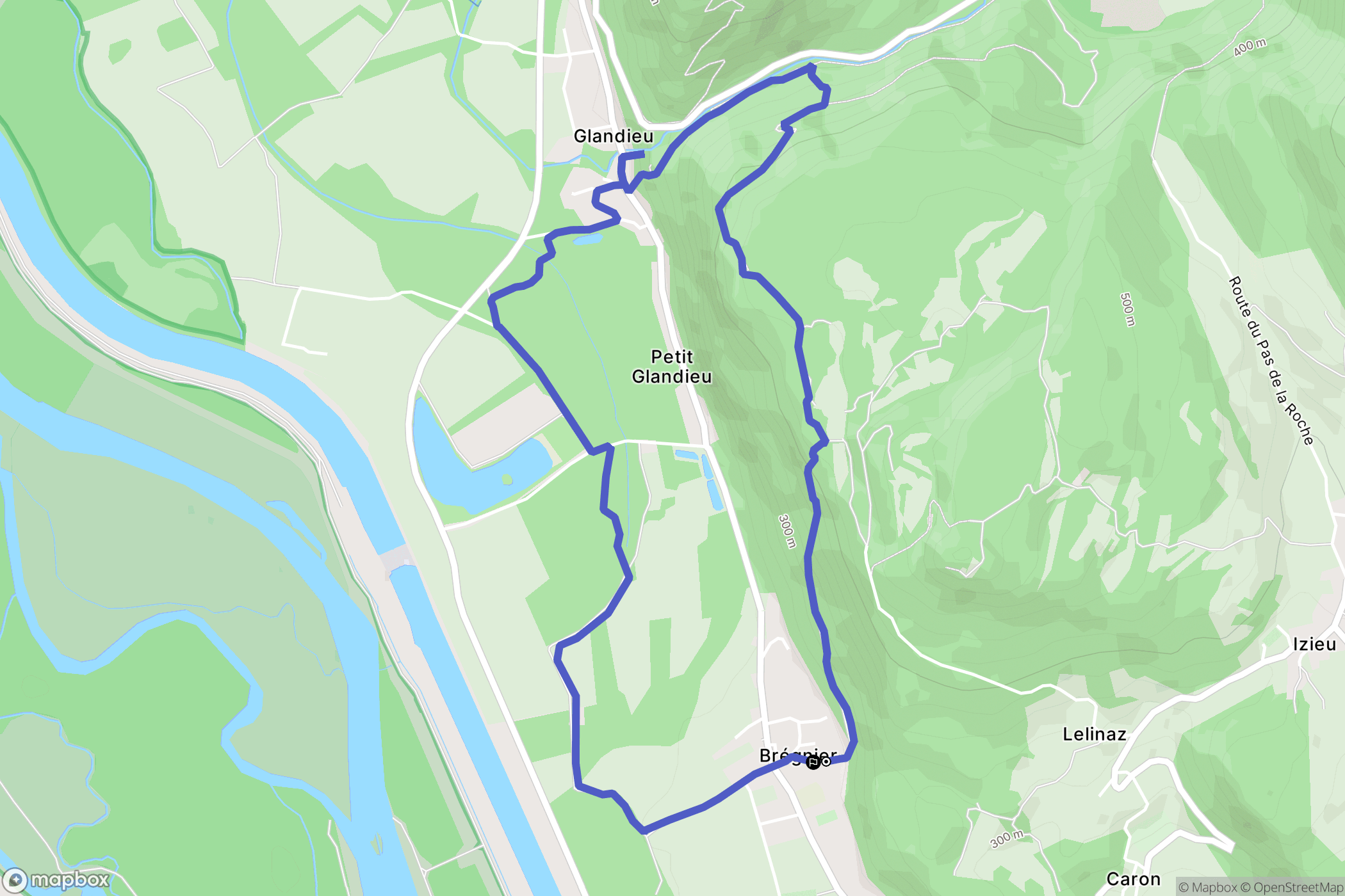 Brégnier-Cordon : carte du parcours de randonnée - France
