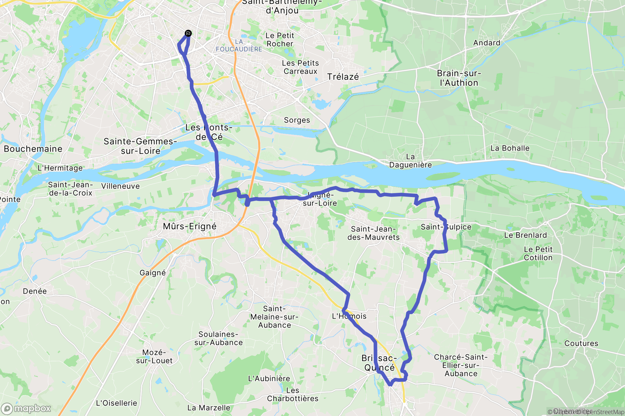 Angers : carte du parcours de randonnée - France