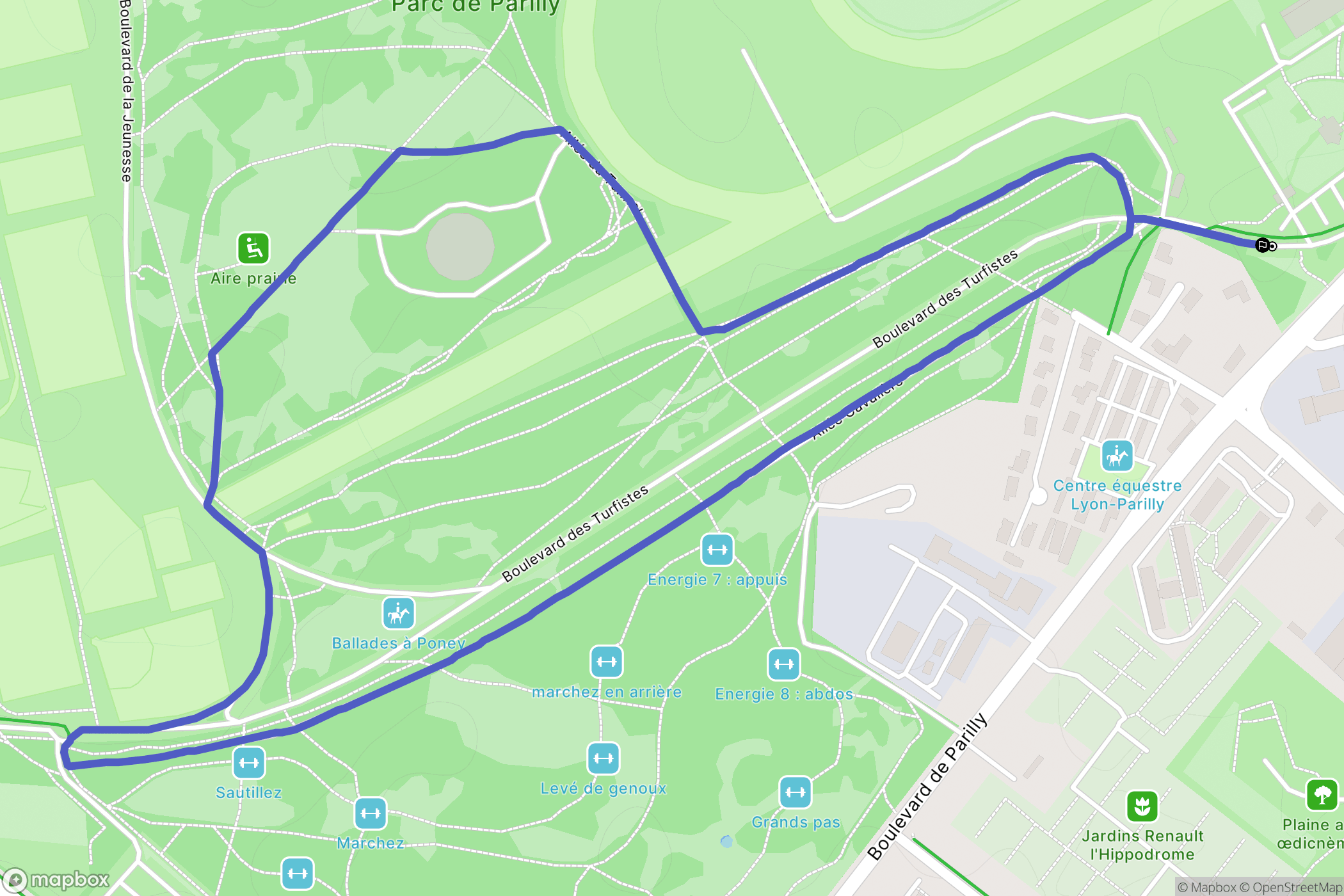 Bron : carte du parcours de randonnée - France