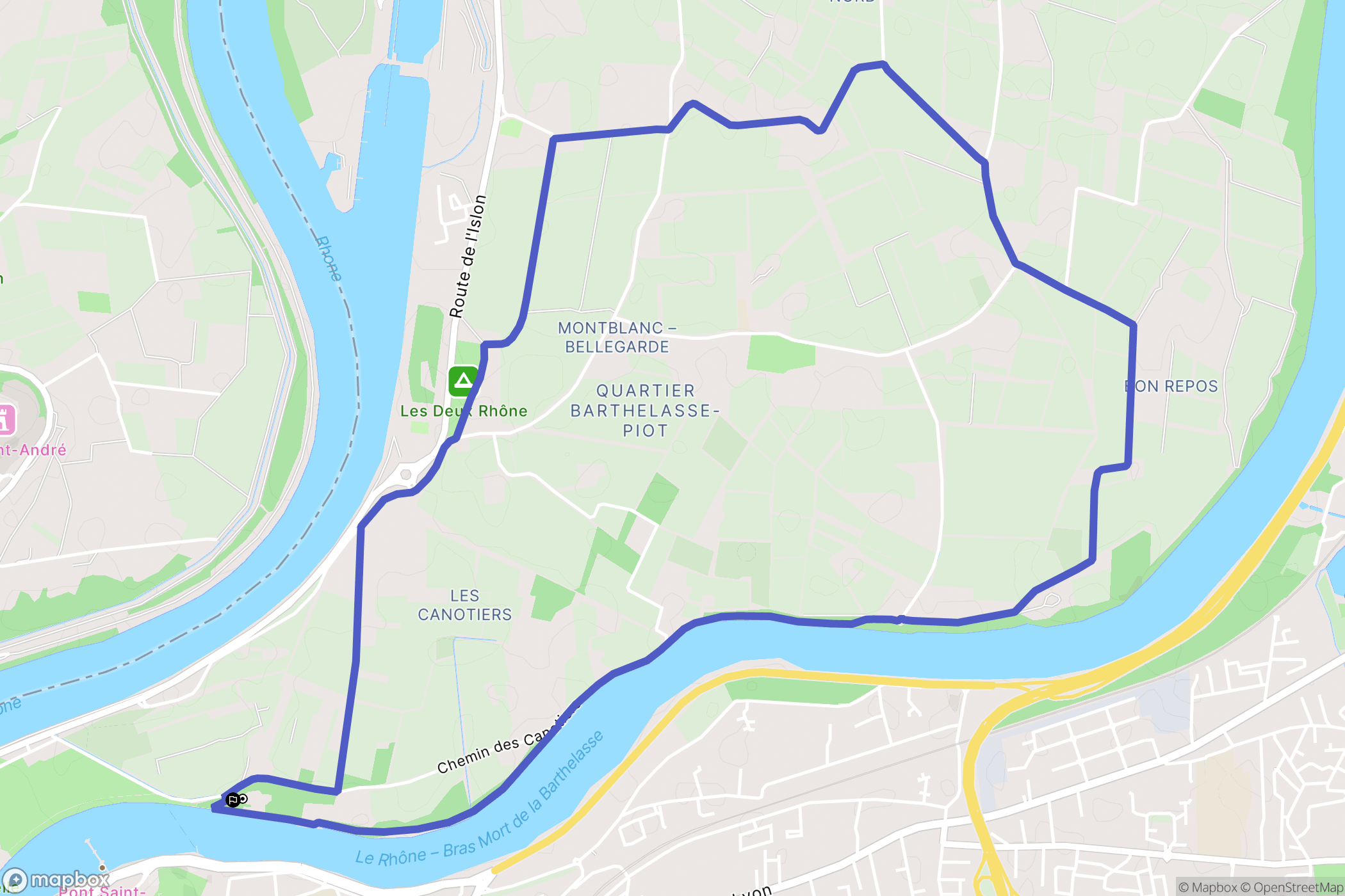 Avignon : carte du parcours de randonnée - France