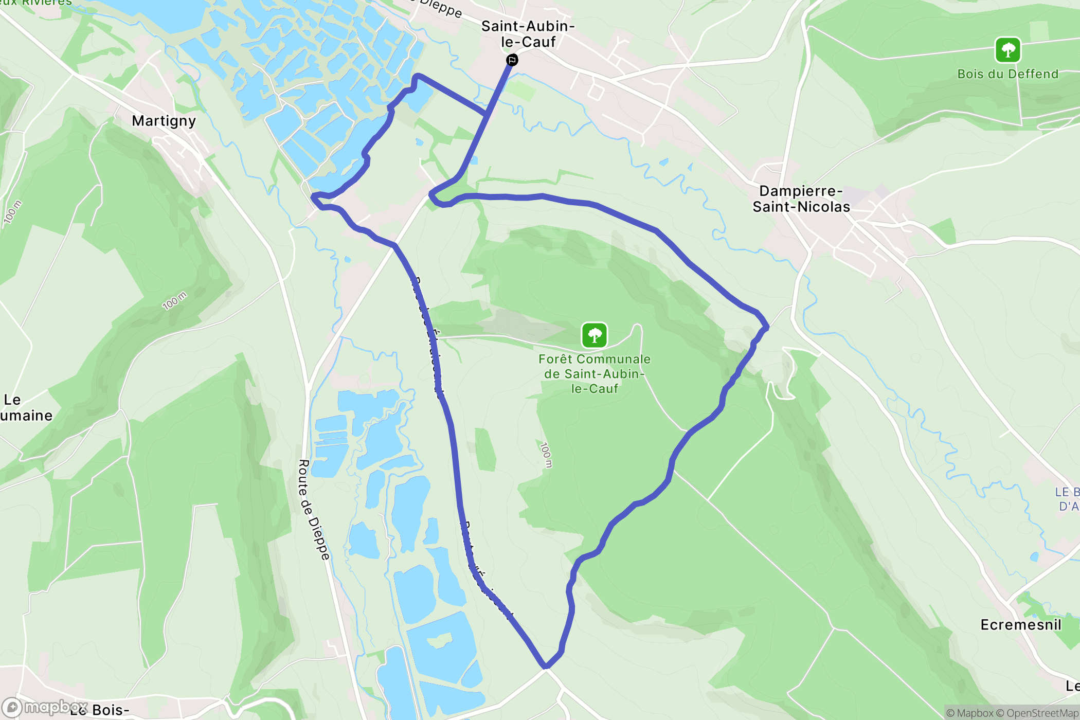 Saint-Aubin-le-Cauf : carte du parcours de randonnée - France