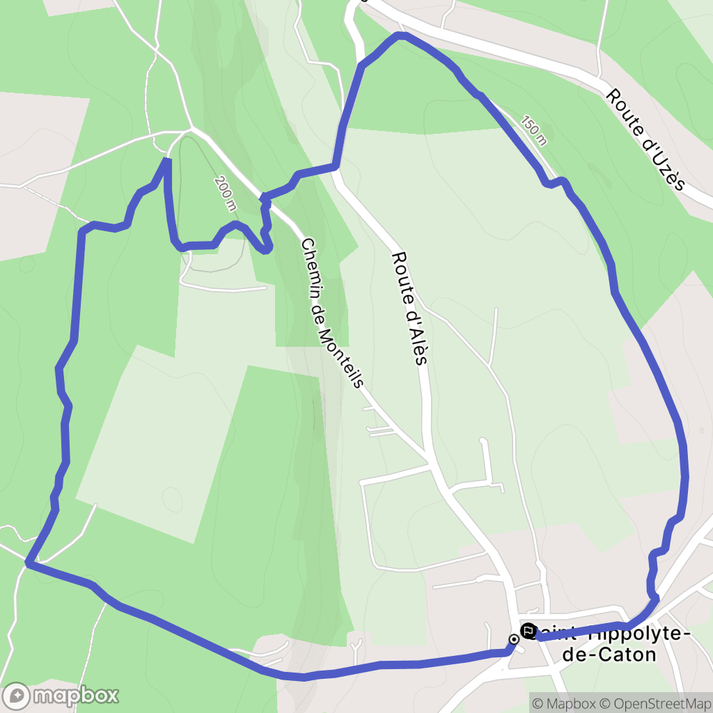 Saint-Hippolyte-de-Caton : carte du parcours de randonnée - France