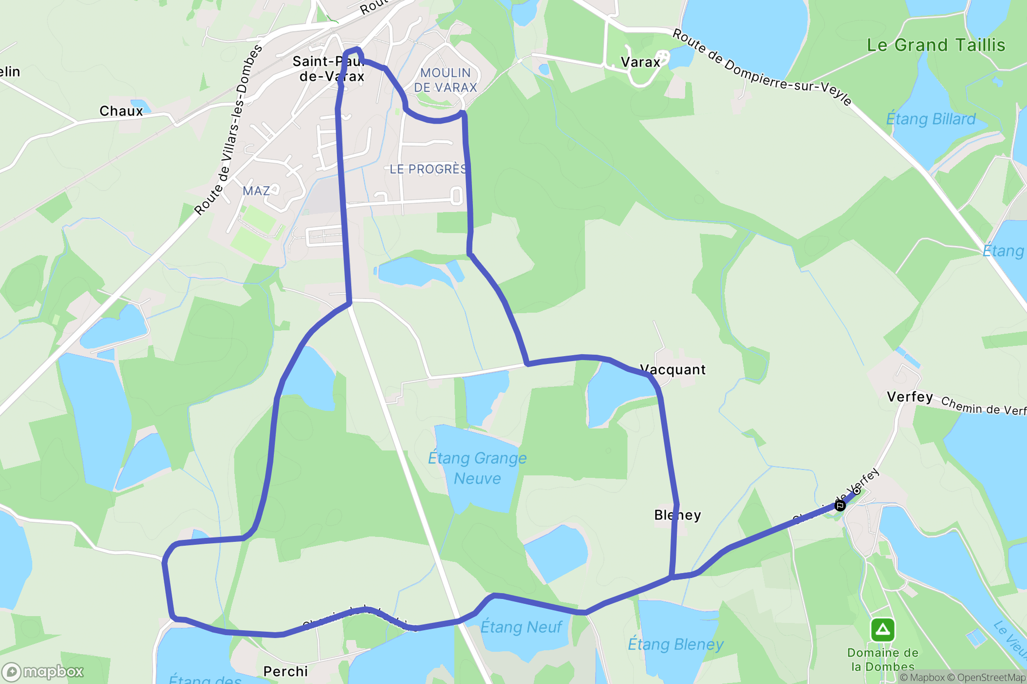 Saint-Paul-de-Varax : carte du parcours de randonnée - France