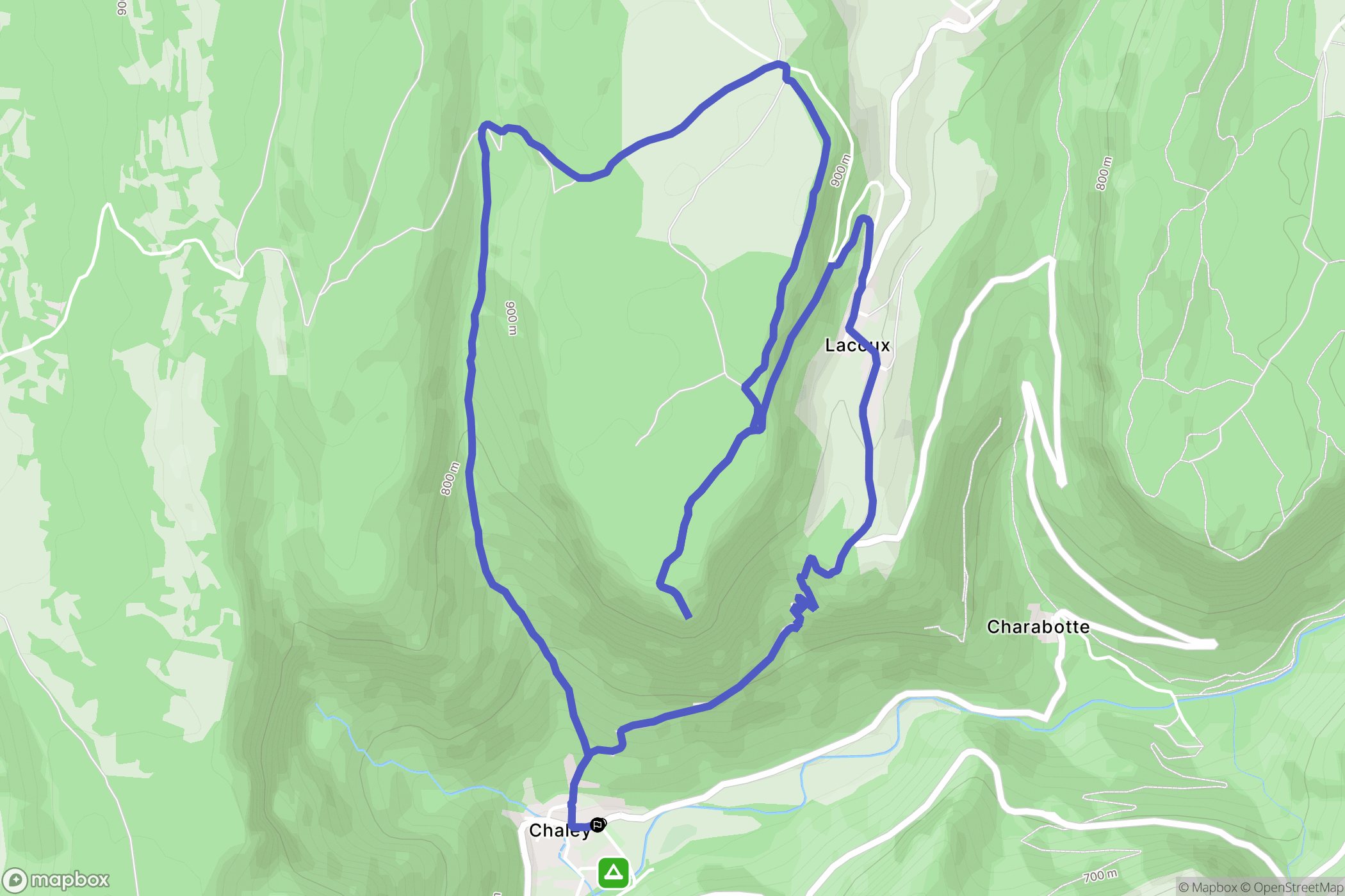 Chaley : carte du parcours de randonnée - France