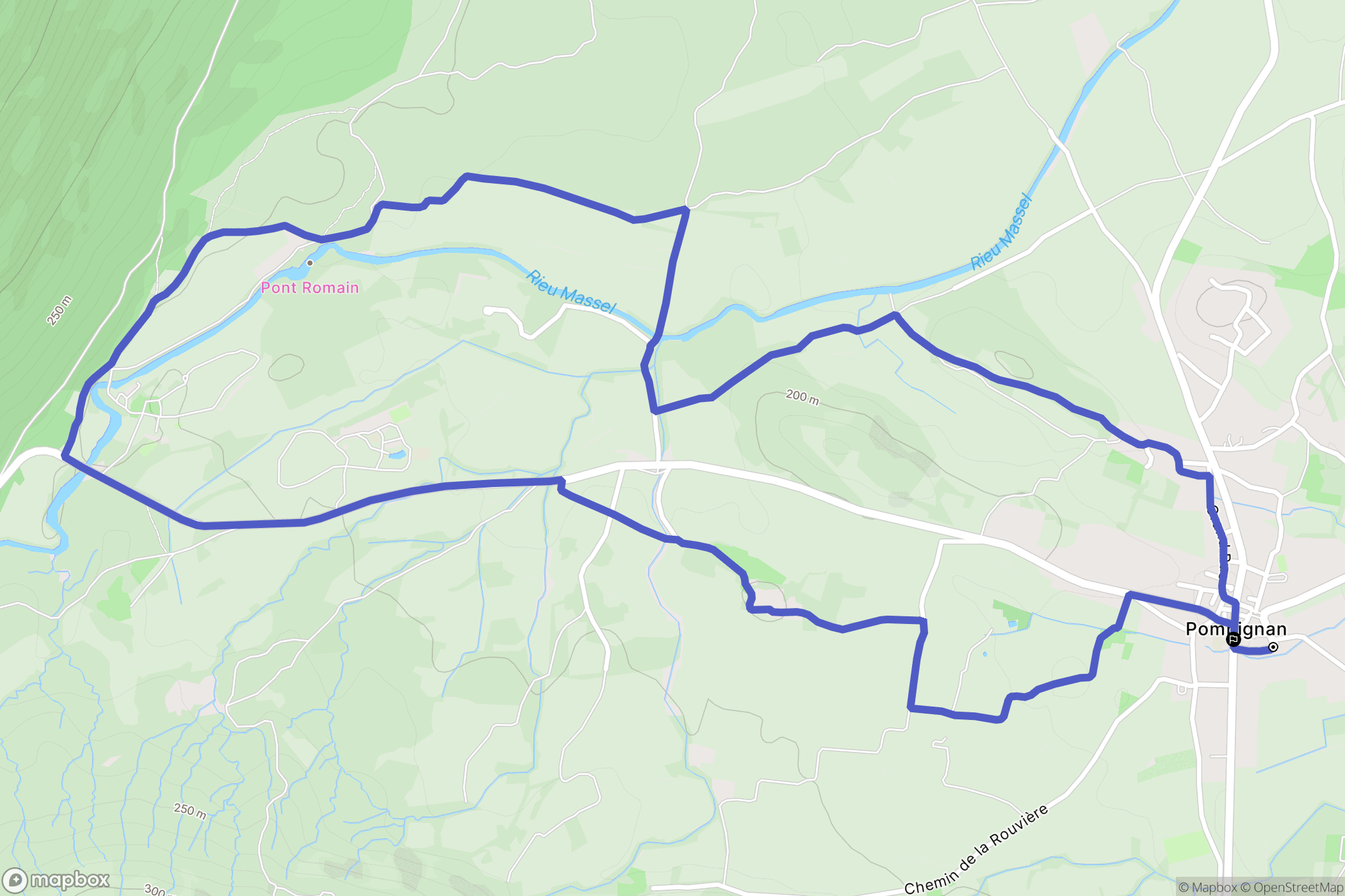 Pompignan : carte du parcours de randonnée - France