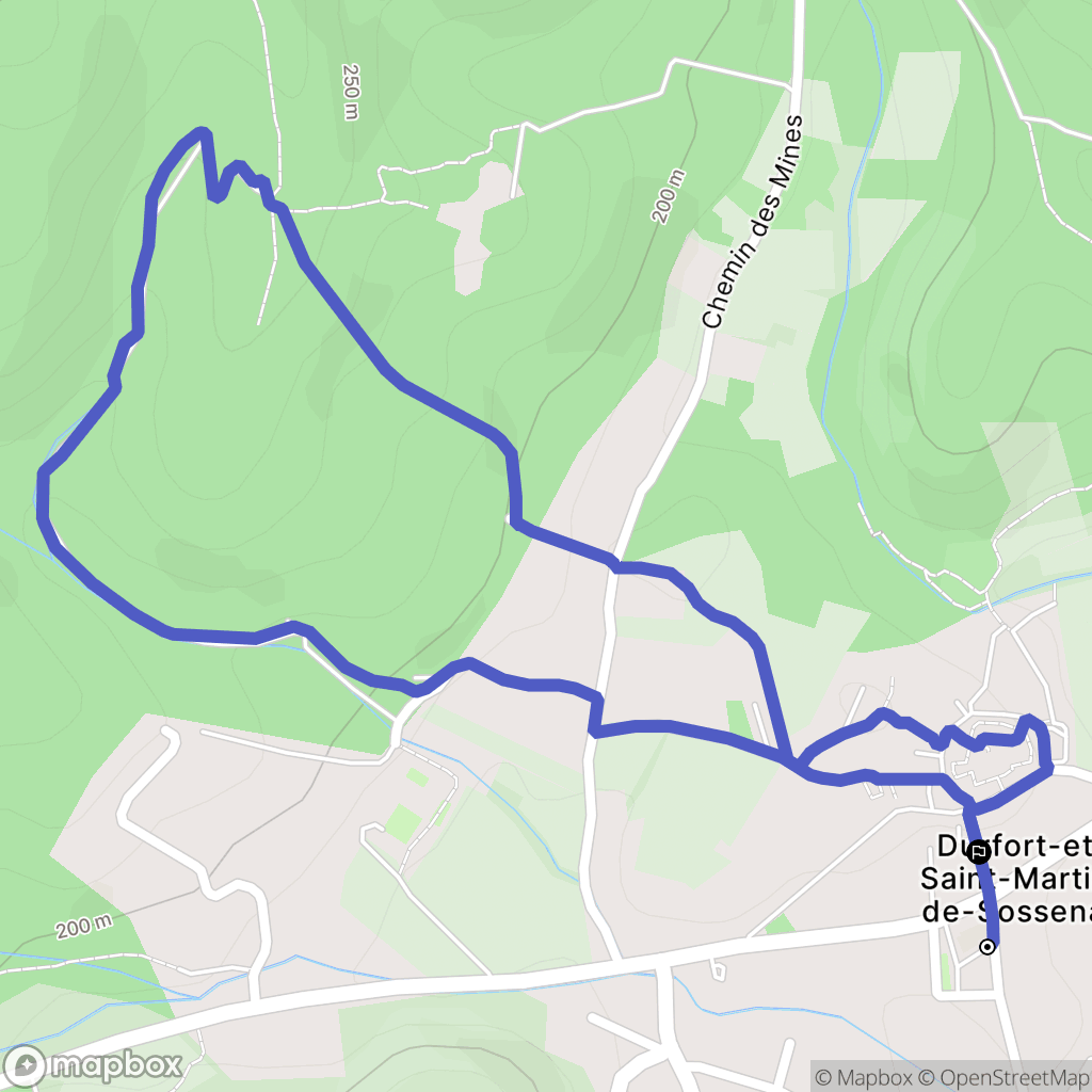 Durfort-et-Saint-Martin-de-Sossenac : carte du parcours de randonnée - France