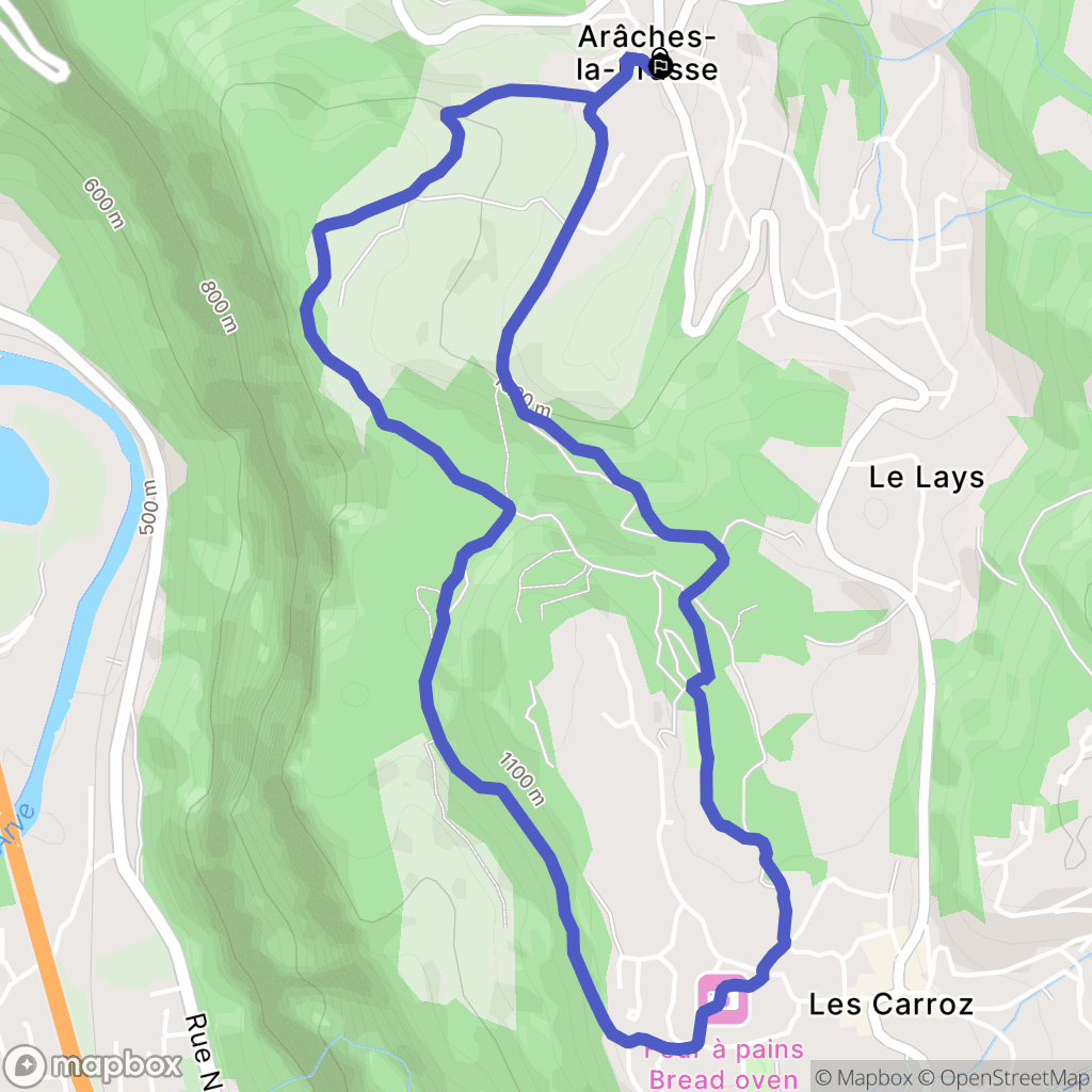Arâches-la-Frasse : carte du parcours de randonnée - France