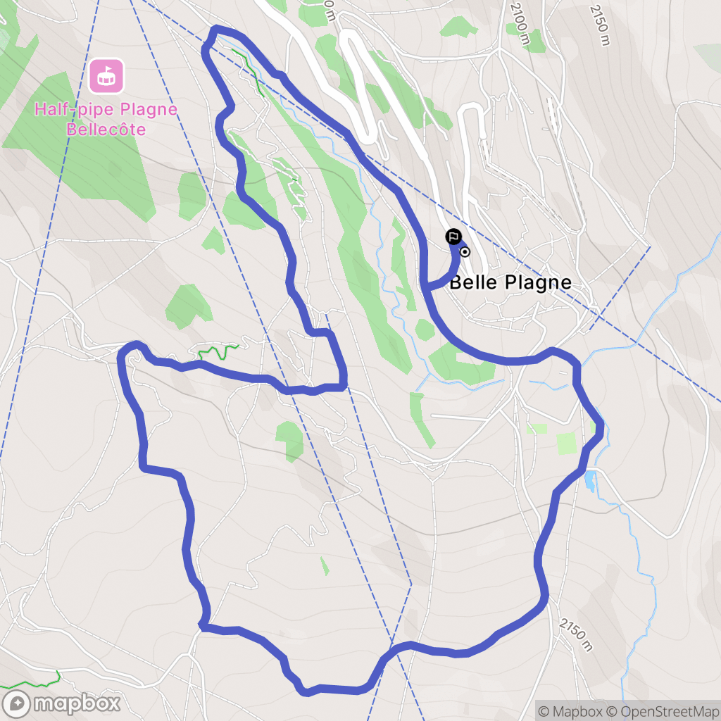 La Plagne-Tarentaise : carte du parcours de randonnée - France
