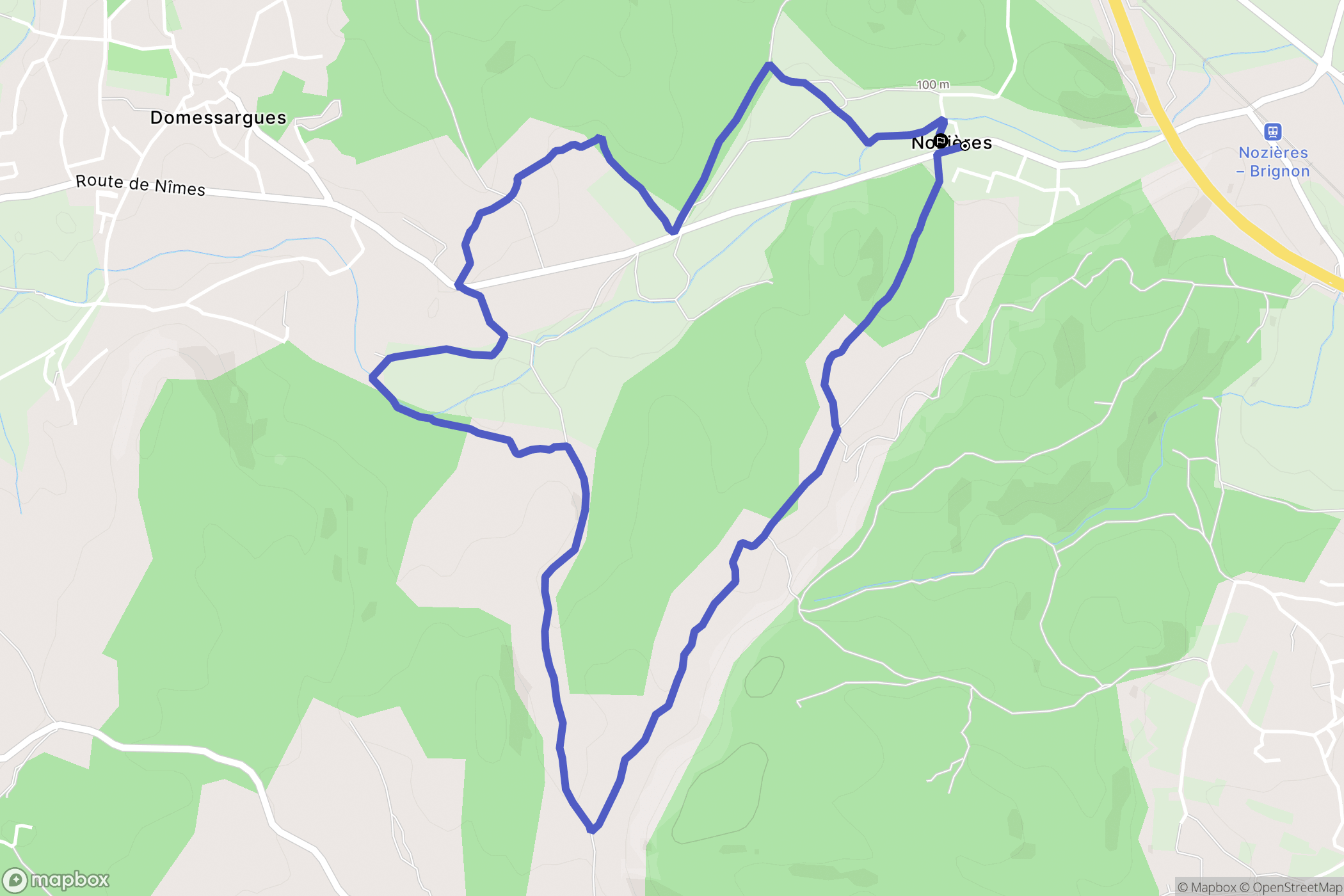Boucoiran-et-Nozières : carte du parcours de randonnée - France