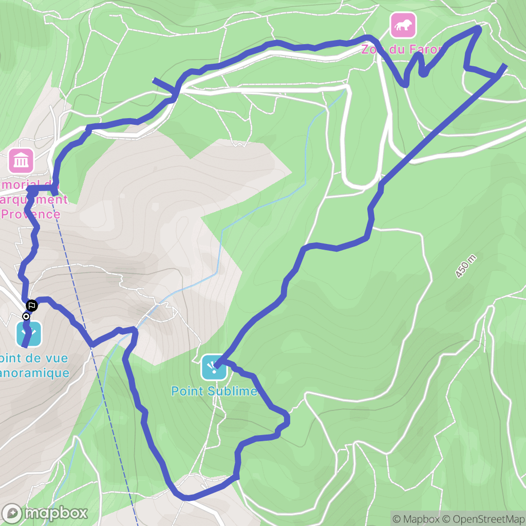 Toulon : carte du parcours de randonnée - France