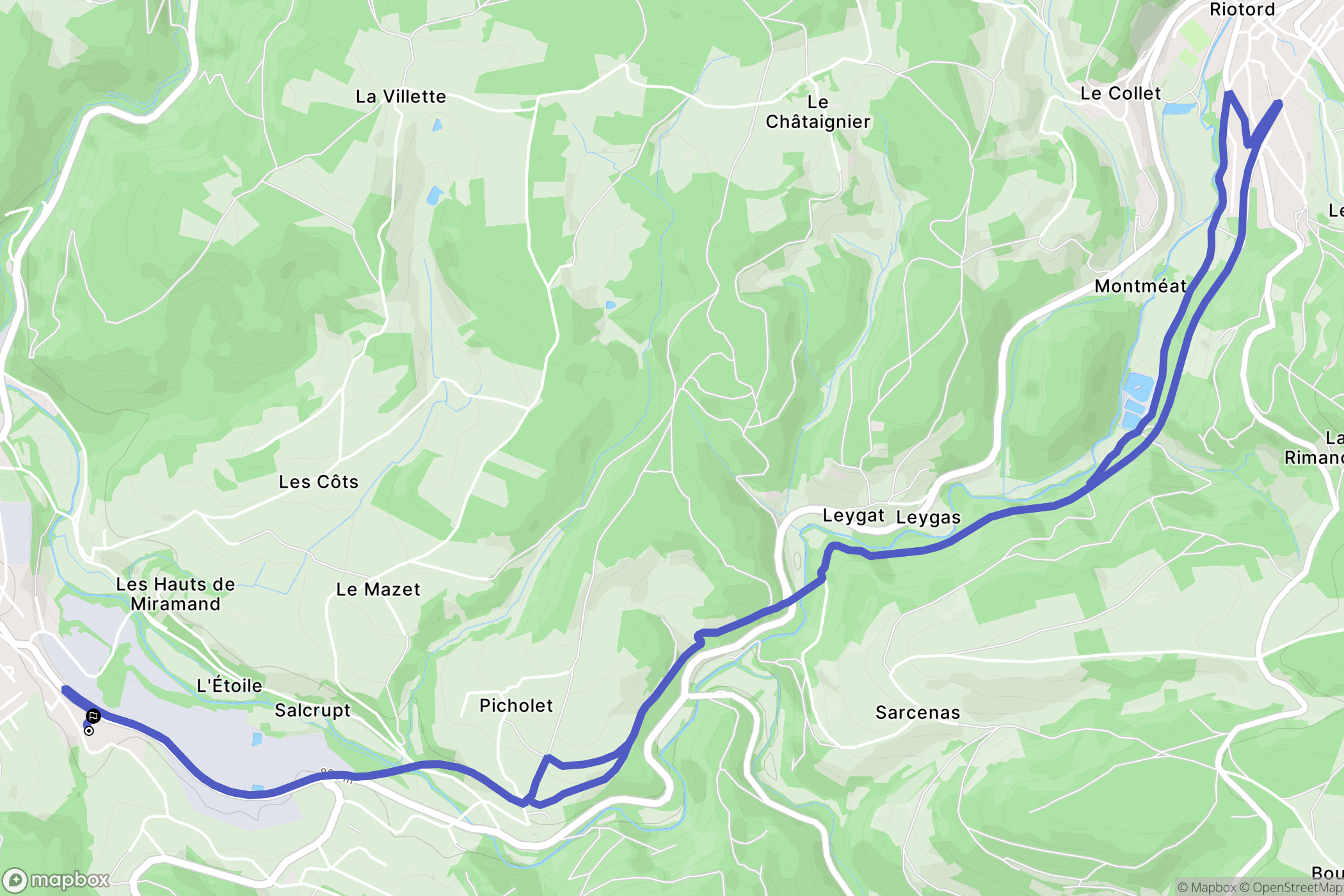 Dunières : carte du parcours de randonnée - France