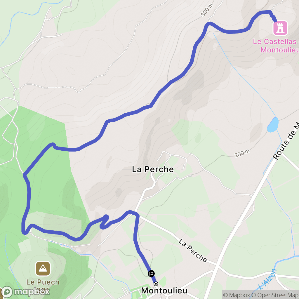 Montoulieu : carte du parcours de randonnée - France