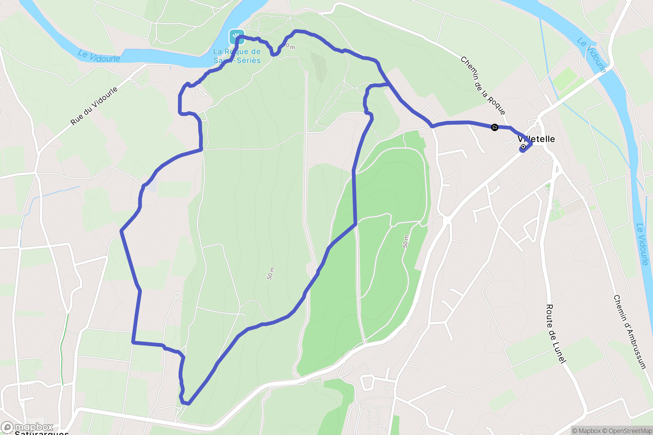 Villetelle : carte du parcours de randonnée - France