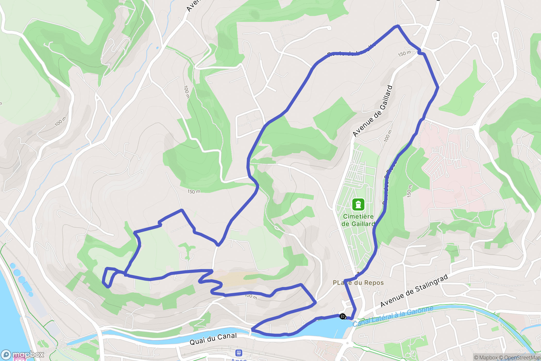Agen : carte du parcours de randonnée - France