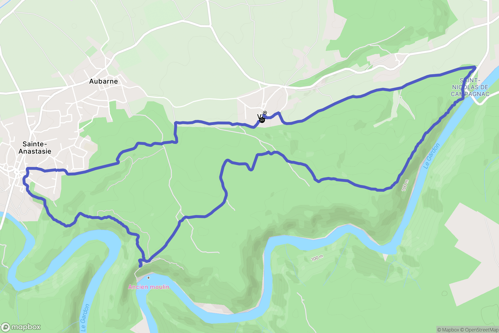 Sainte-Anastasie : carte du parcours de randonnée - France