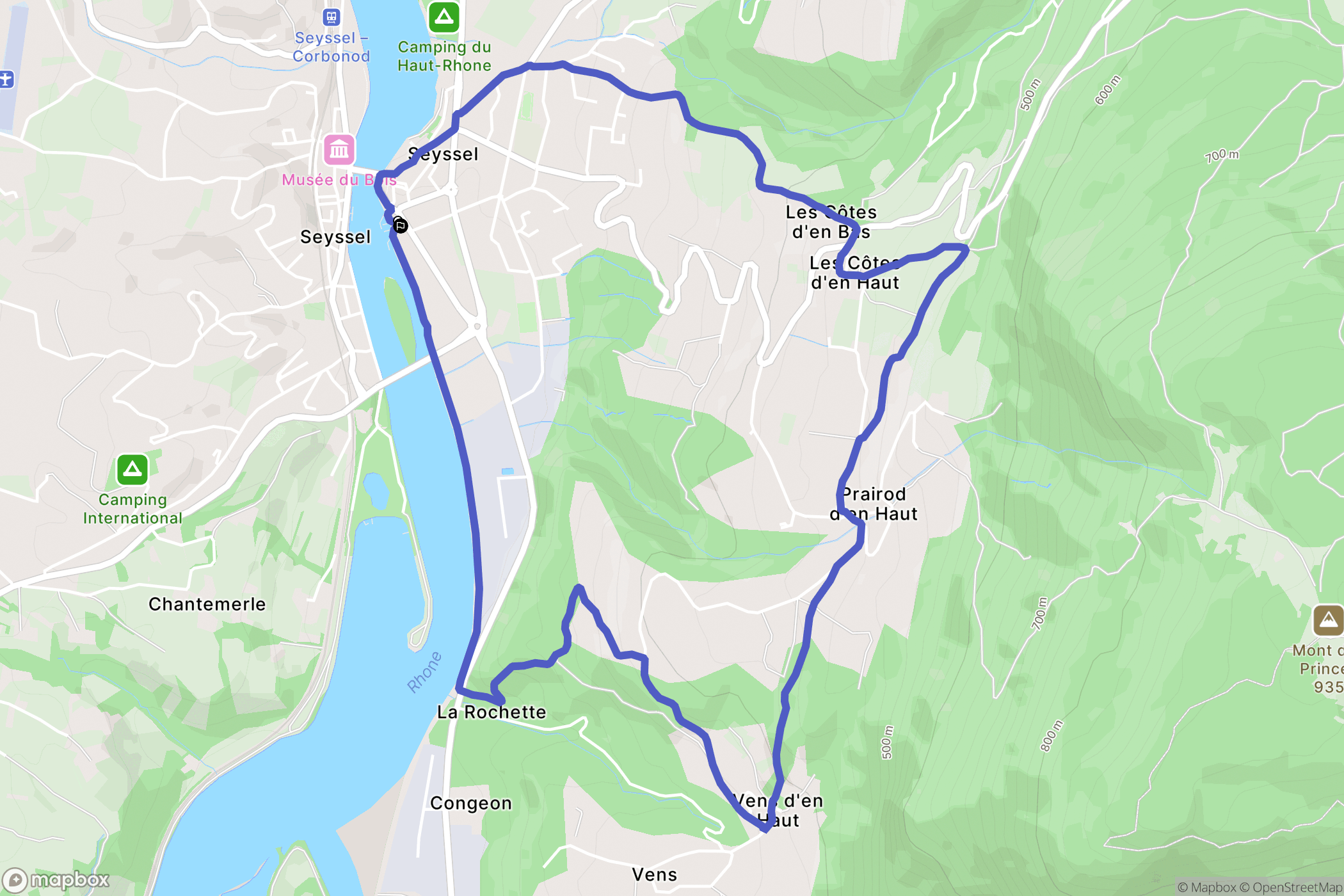 Seyssel : carte du parcours de randonnée - France