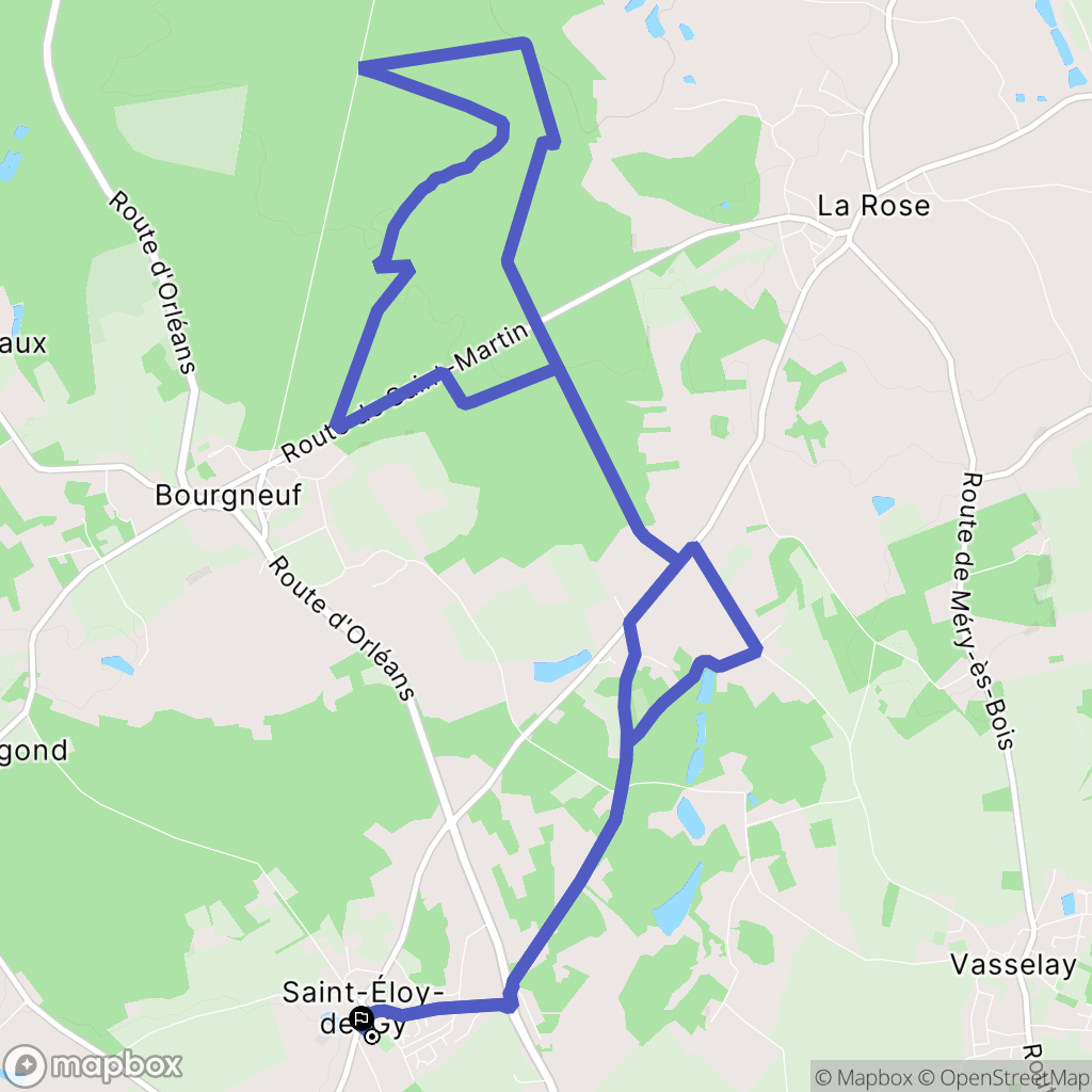 Saint-Éloy-de-Gy : carte du parcours de randonnée - France