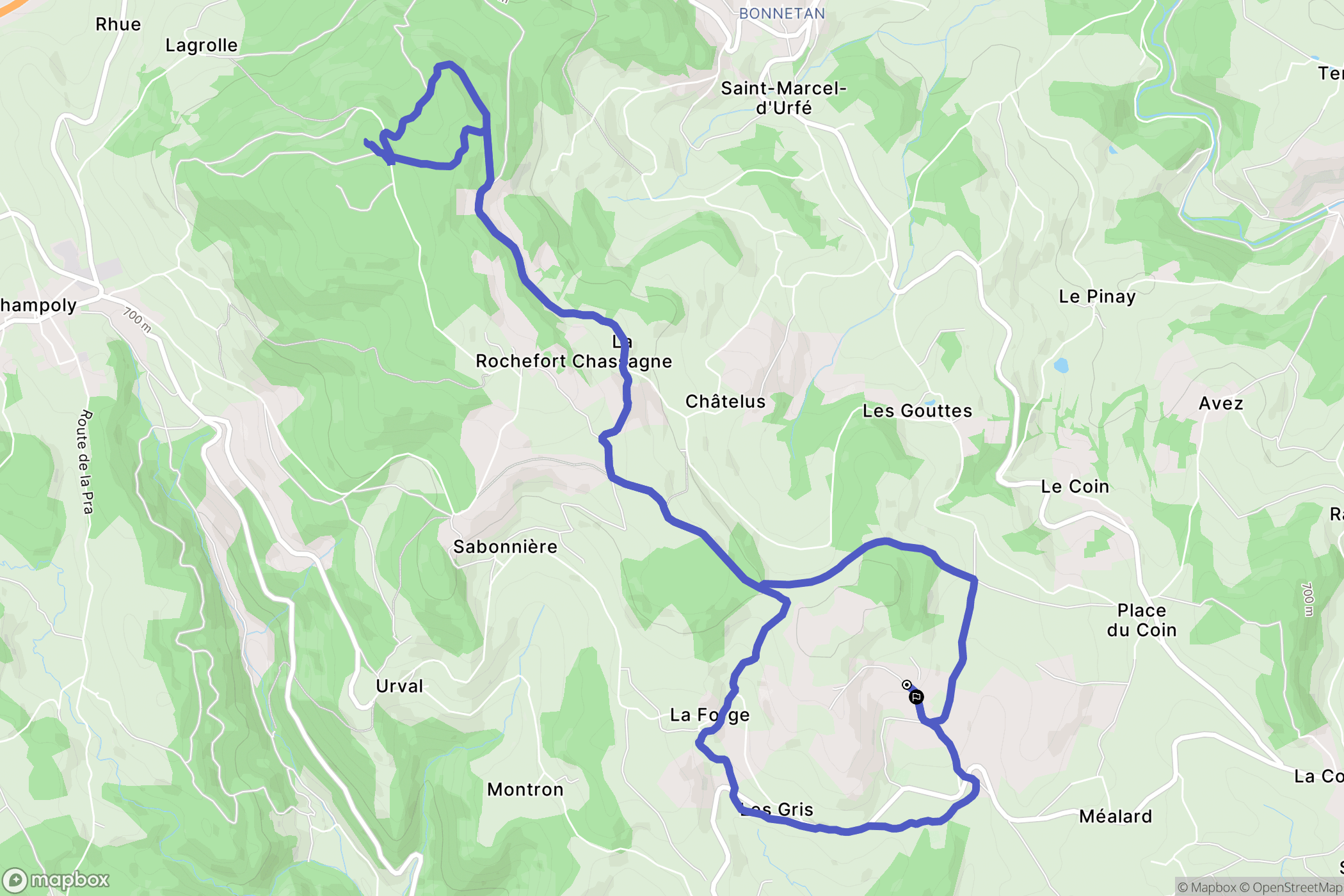 Saint-Martin-la-Sauveté : carte du parcours de randonnée - France