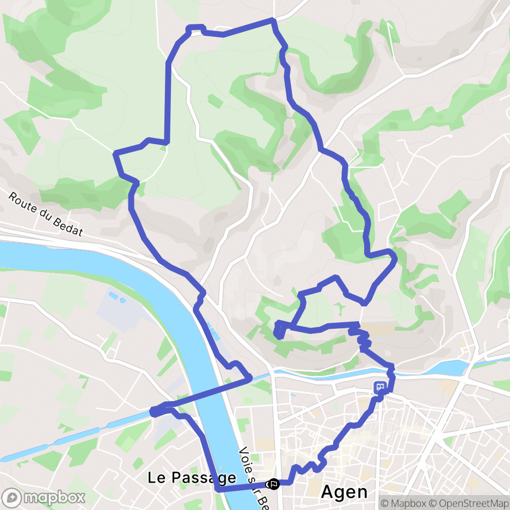 Agen : carte du parcours de randonnée - France