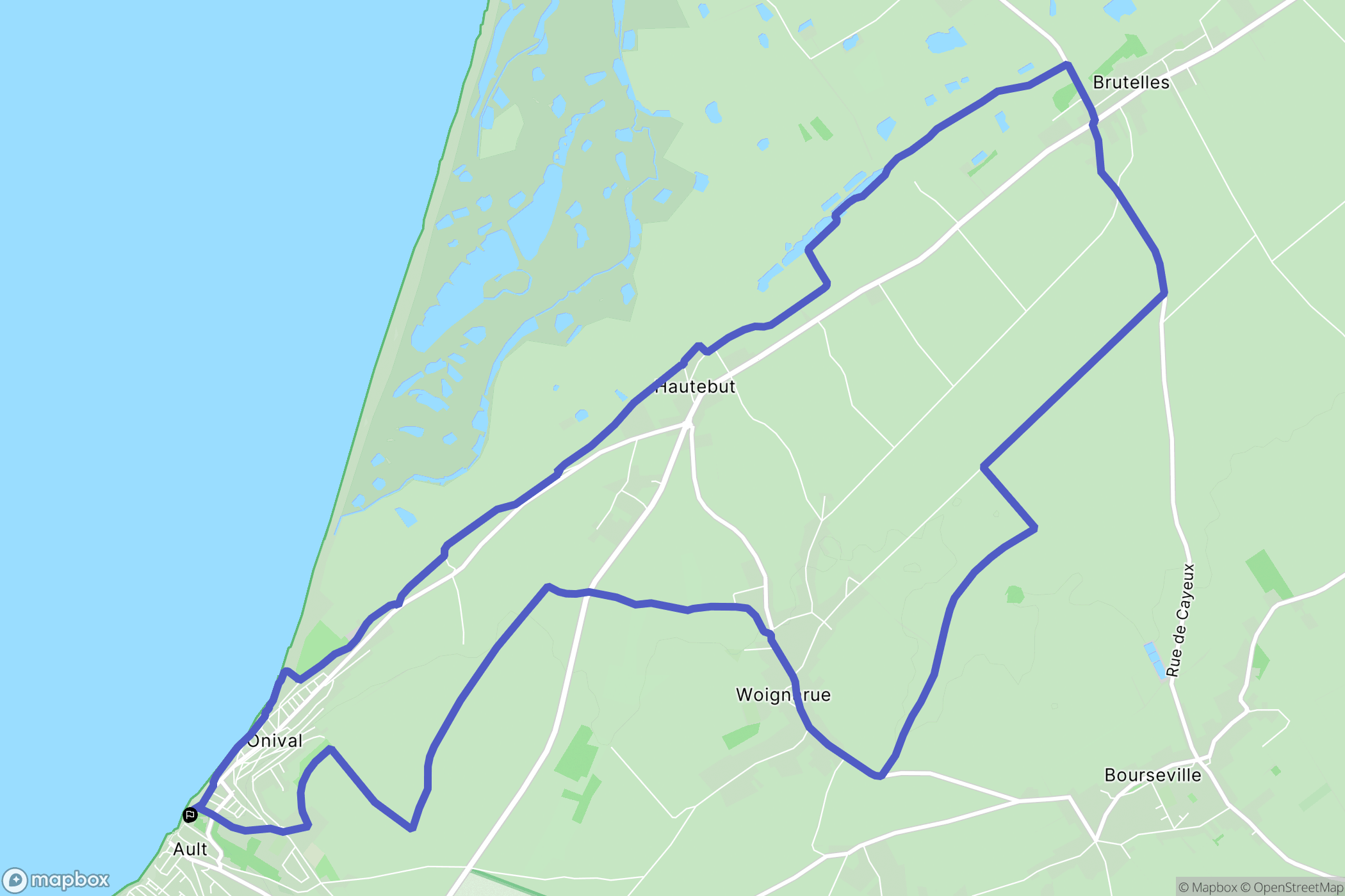 Ault : carte du parcours de randonnée - France
