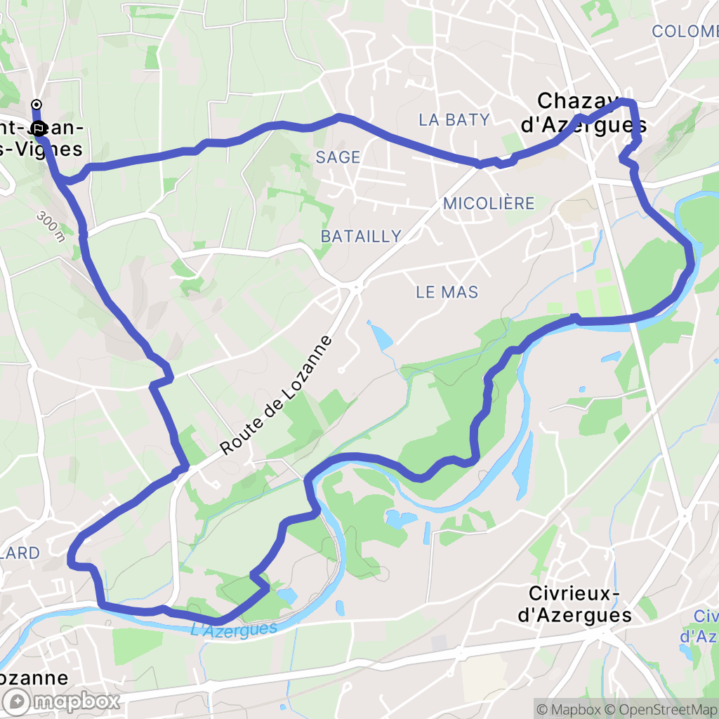 Saint-Jean-des-Vignes : carte du parcours de randonnée - France