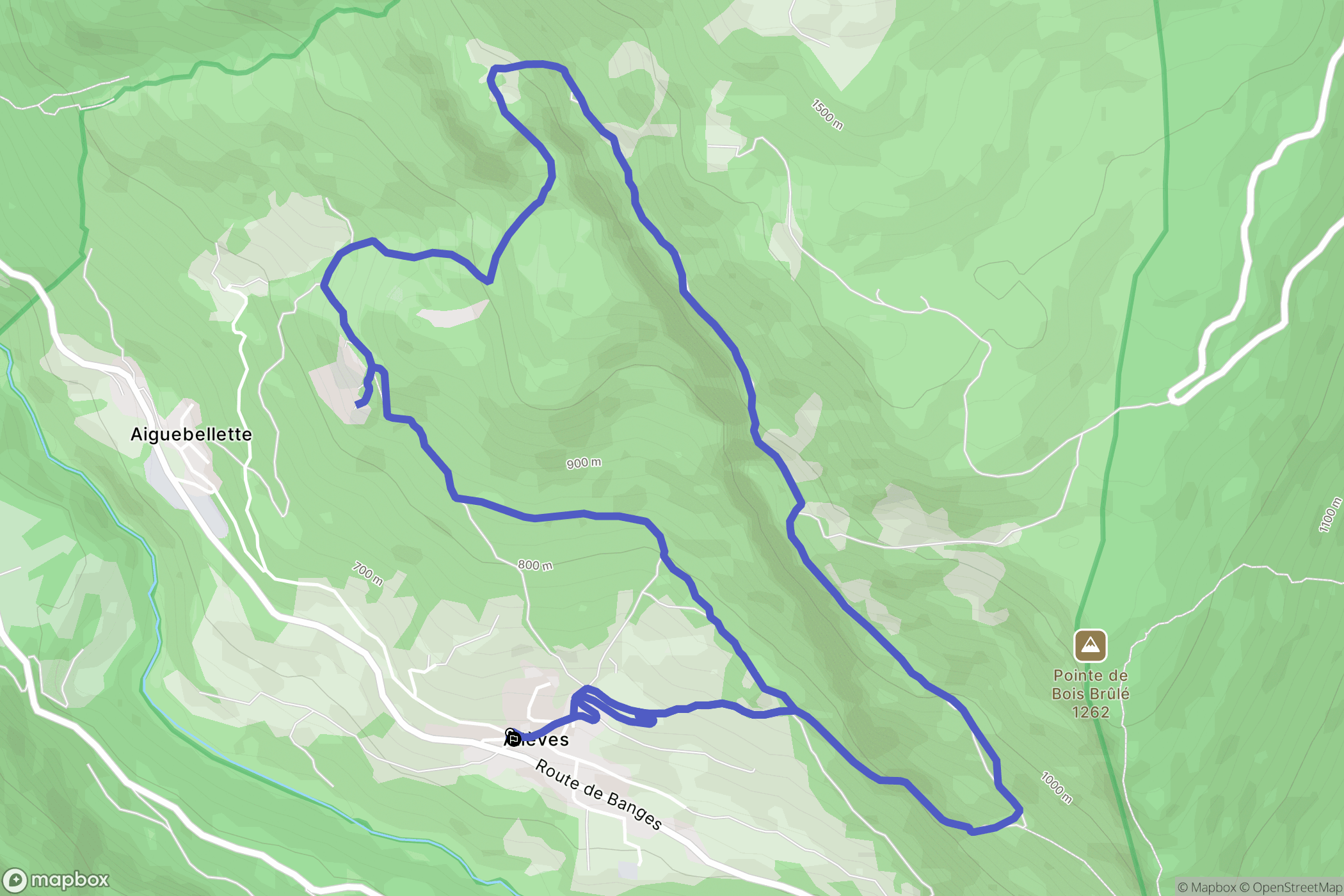 Alléves : carte du parcours de randonnée - France