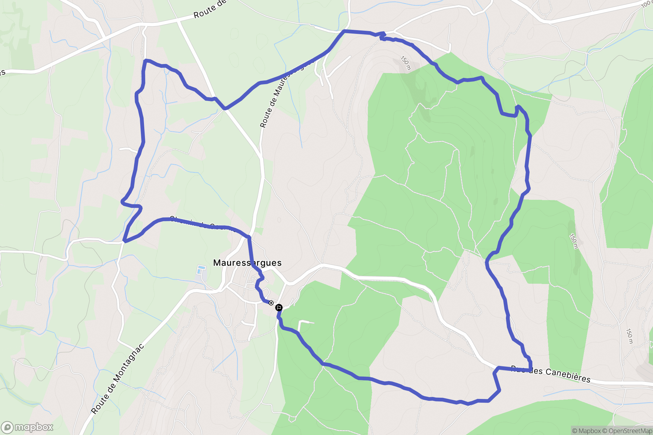 Mauressargues : carte du parcours de randonnée - France