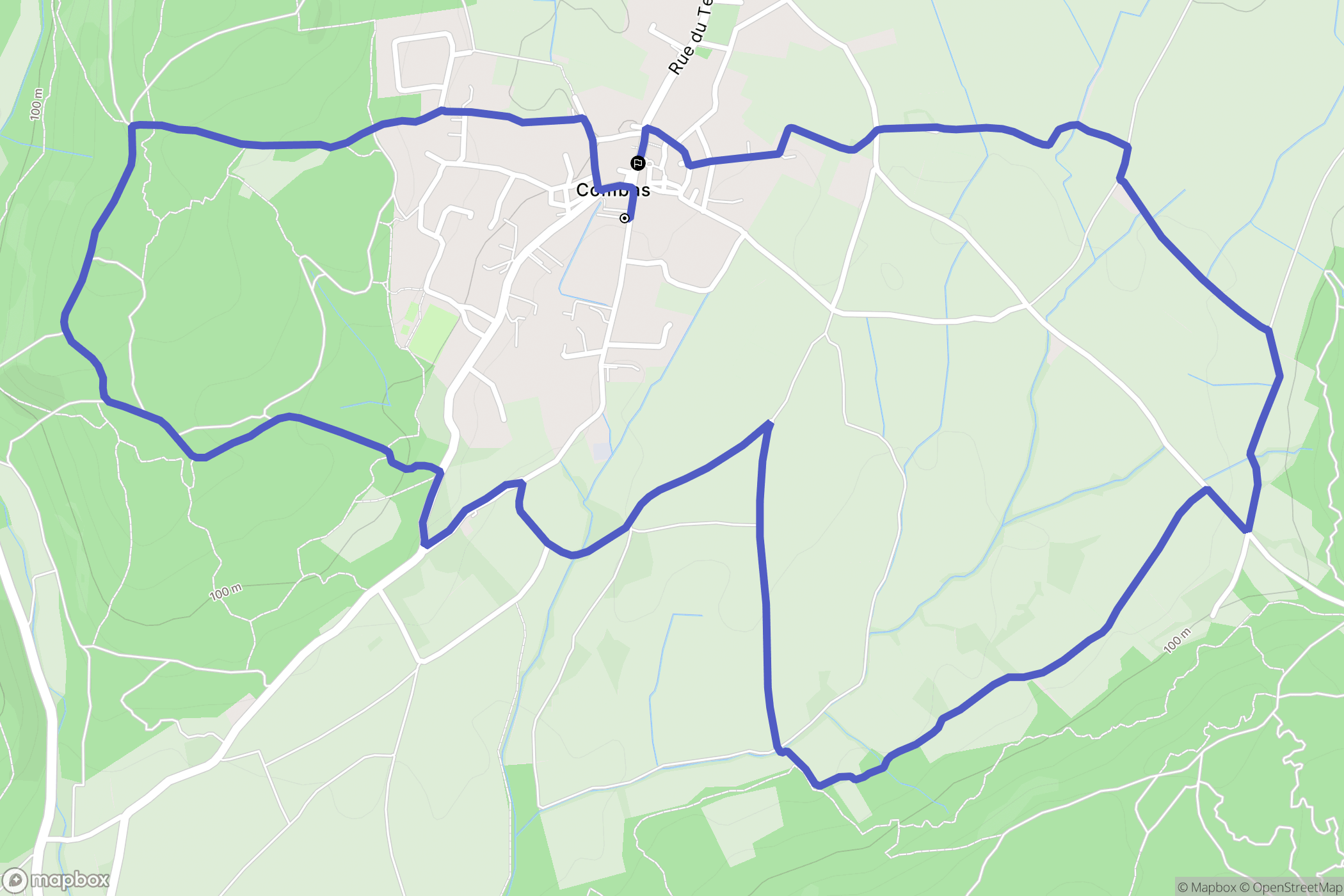 Combas : carte du parcours de randonnée - France