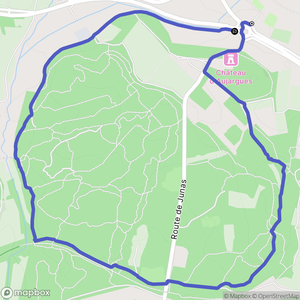 Aujargues : carte du parcours de randonnée - France
