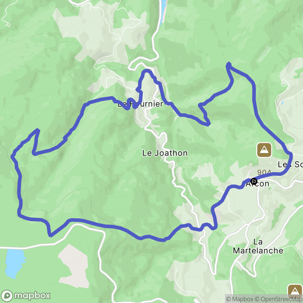 Arcon : carte du parcours de randonnée - France