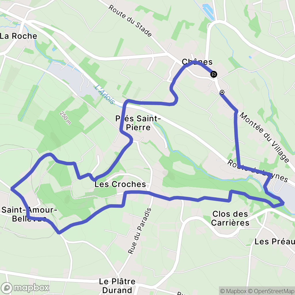 Chânes : carte du parcours de randonnée - France