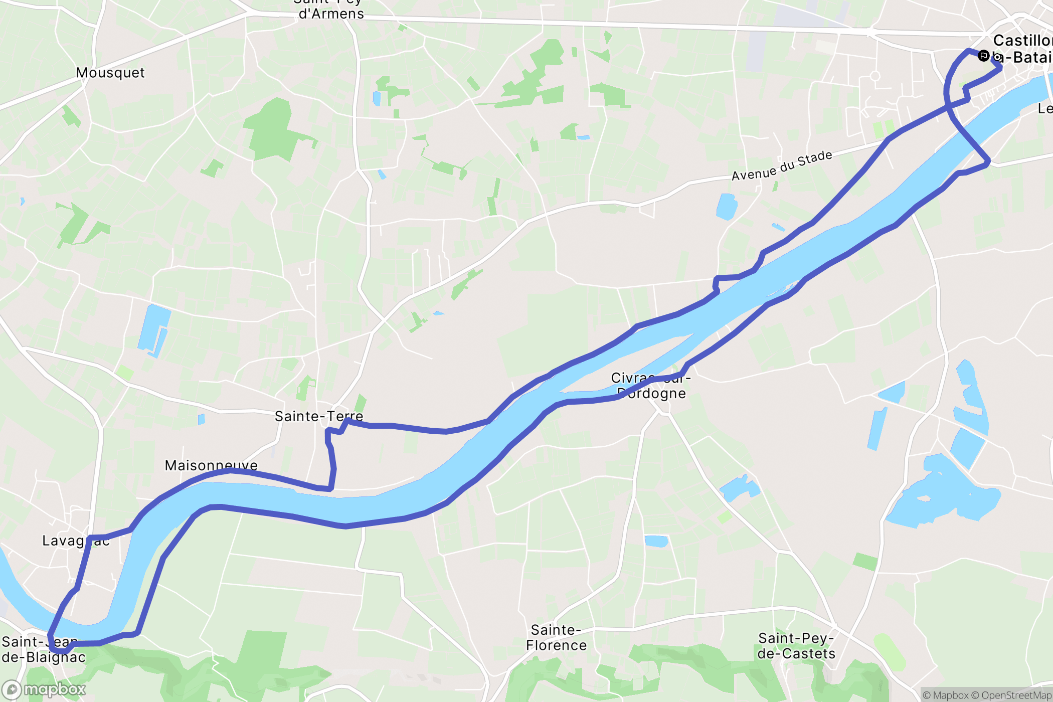 Castillon-la-Bataille : carte du parcours de randonnée - France