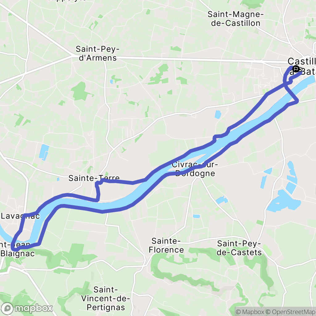 Castillon-la-Bataille : carte du parcours de randonnée - France
