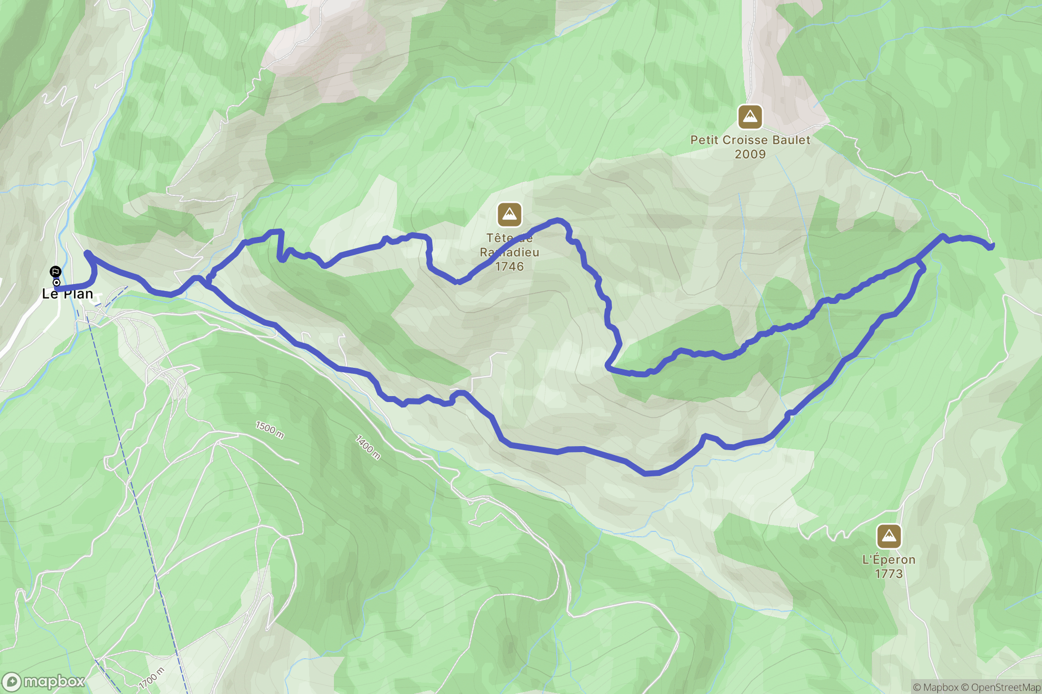 La Giettaz : carte du parcours de randonnée - France