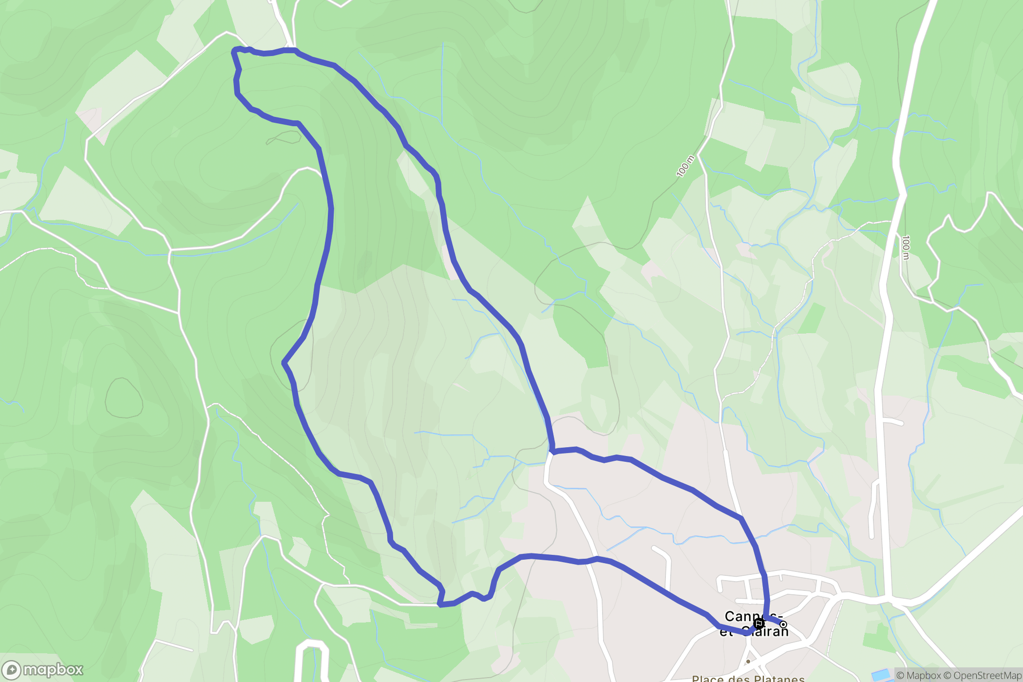 Cannes-et-Clairan : carte du parcours de randonnée - France