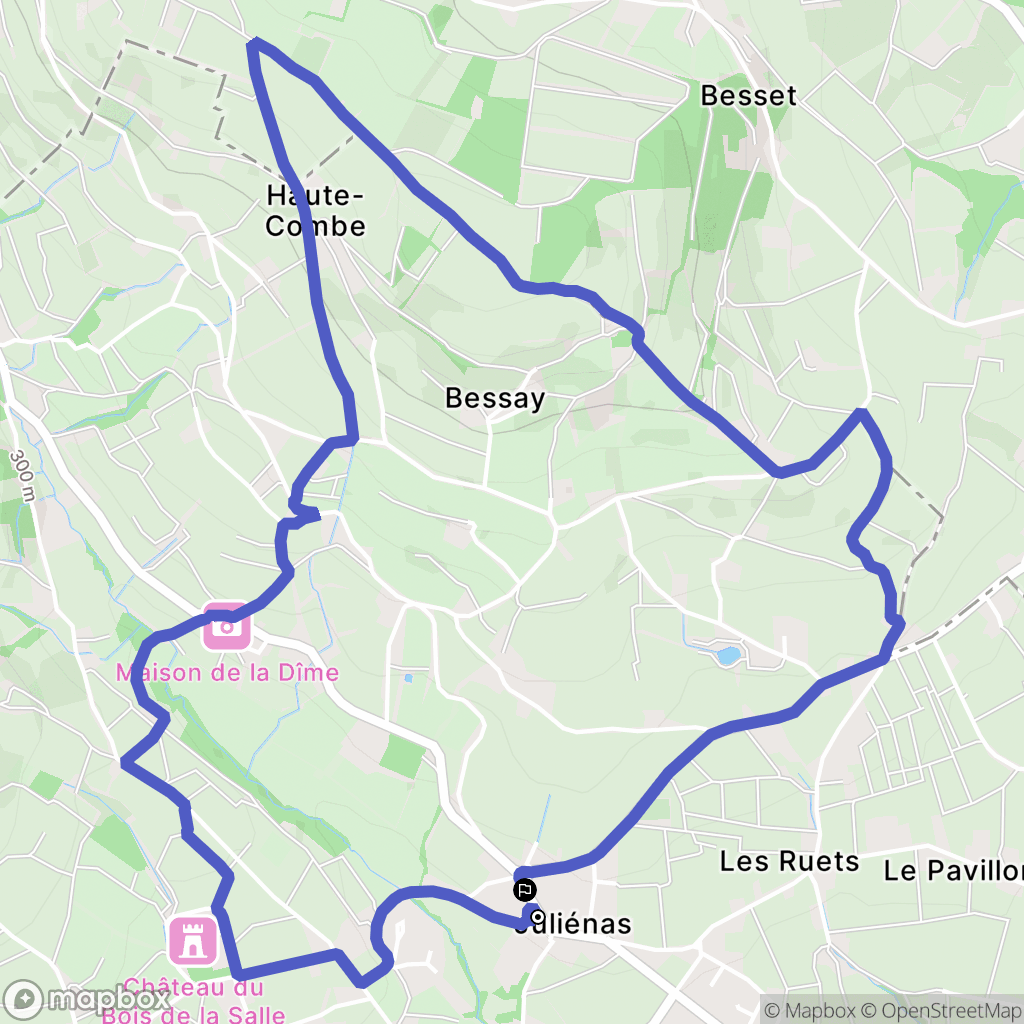 Juliénas : carte du parcours de randonnée - France