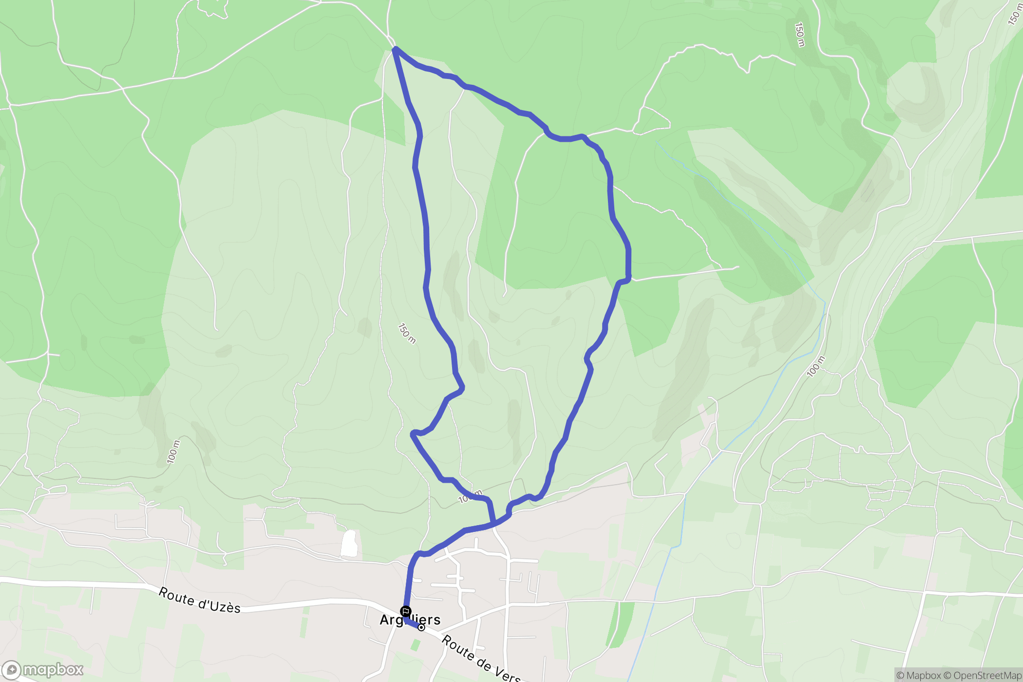 Argilliers : carte du parcours de randonnée - France