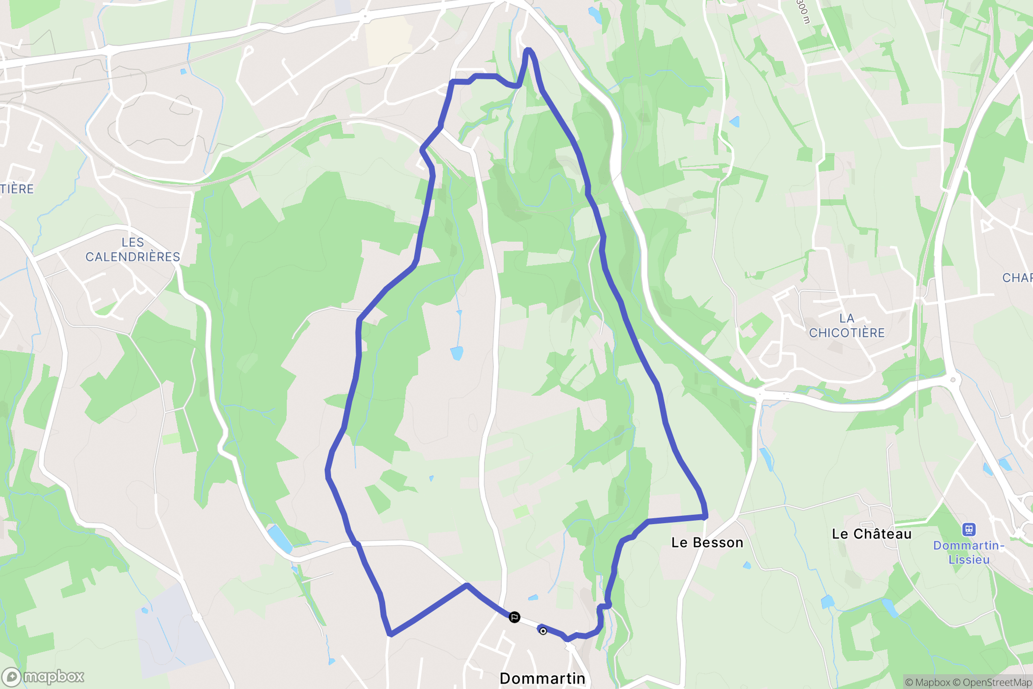 Dommartin : carte du parcours de randonnée - France