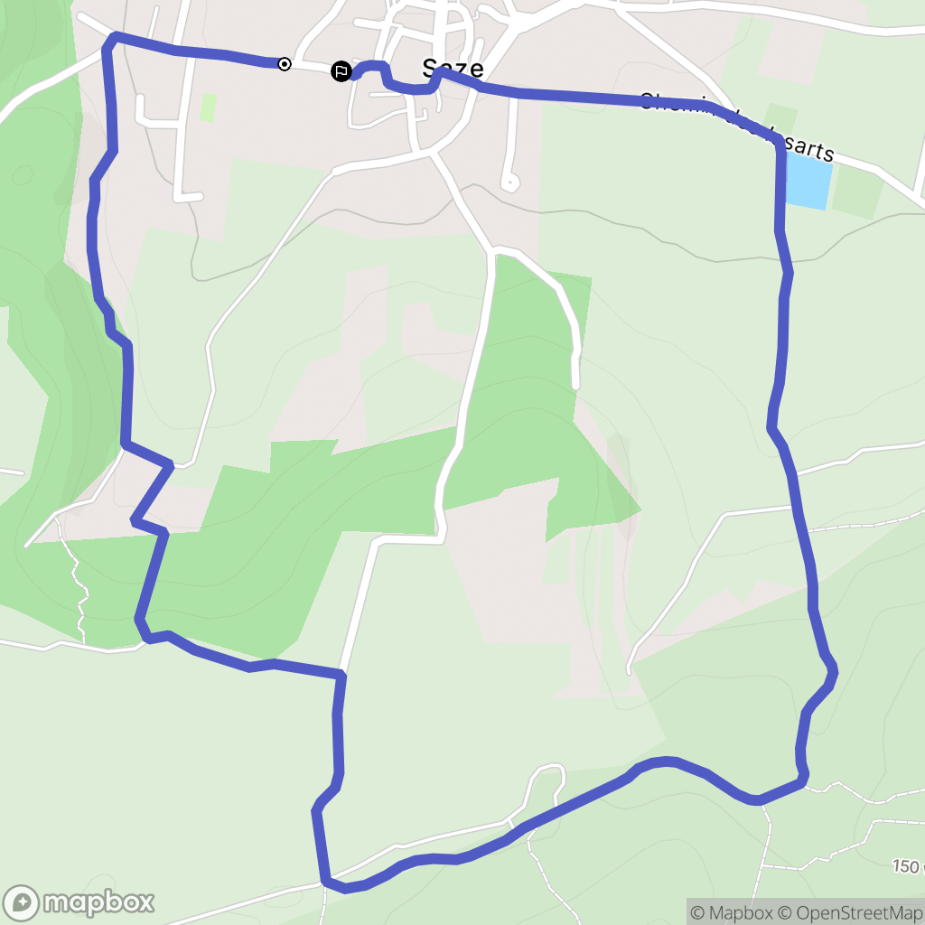 Saze : carte du parcours de randonnée - France