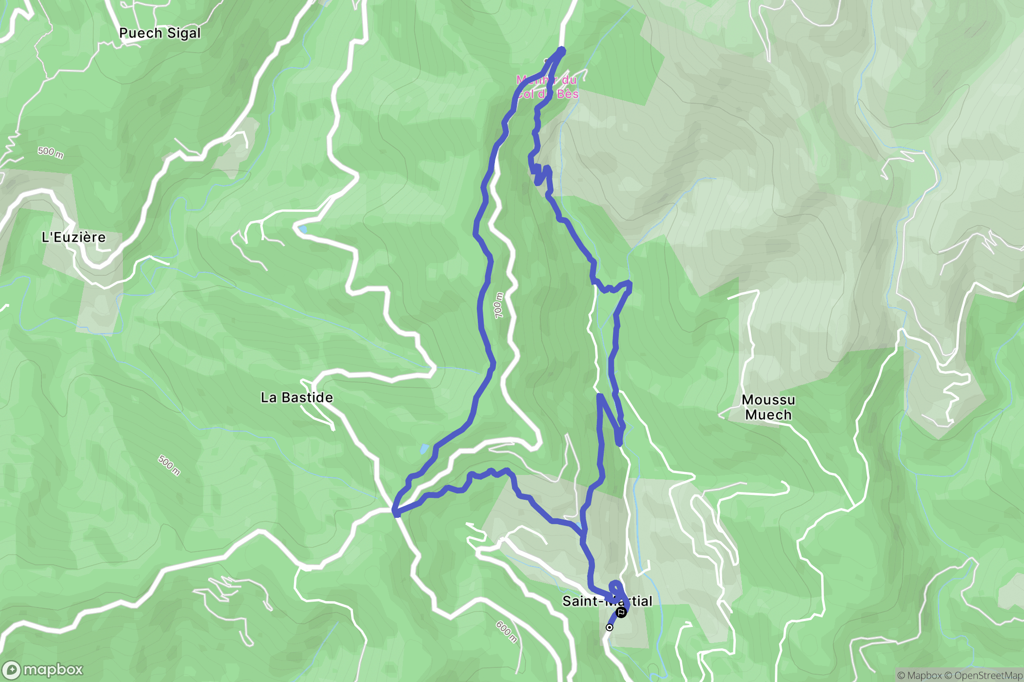 Saint-Martial : carte du parcours de randonnée - France