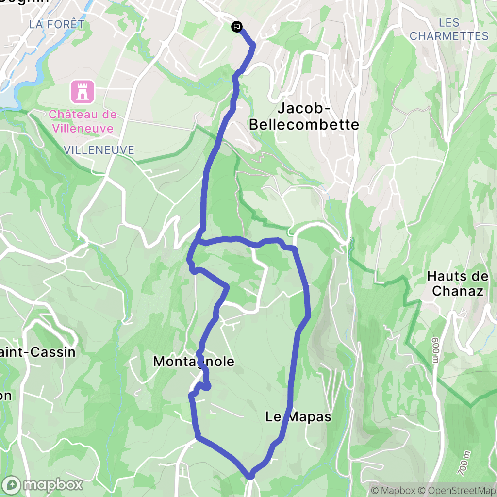 Jacob-Bellecombette : carte du parcours de randonnée - France