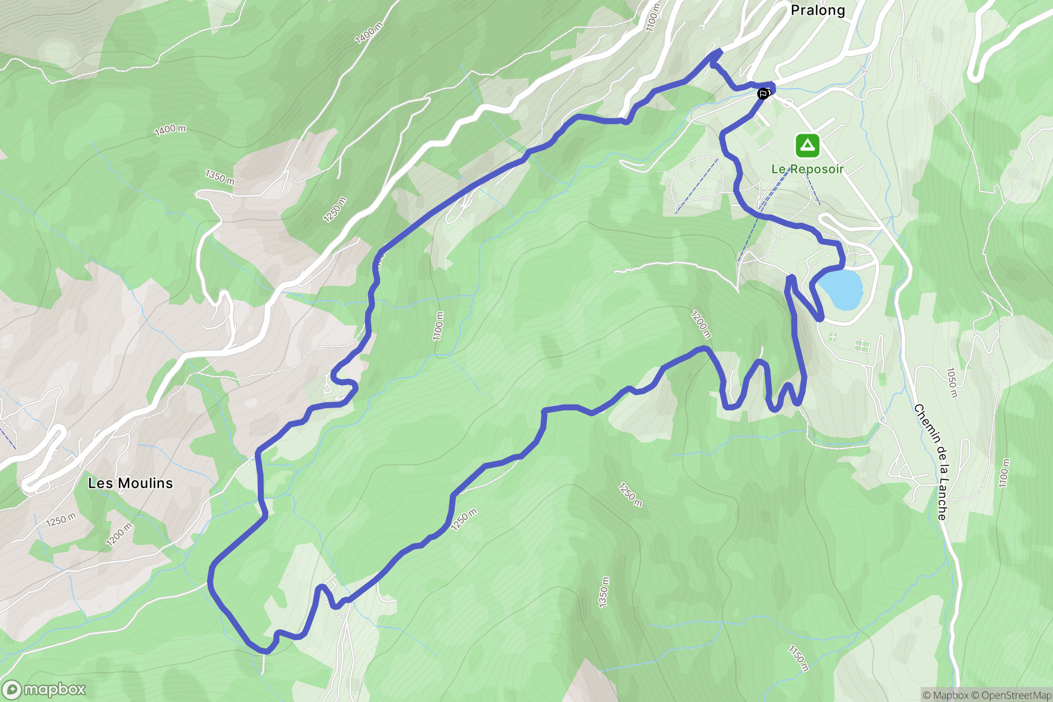 Le Reposoir : carte du parcours de randonnée - France