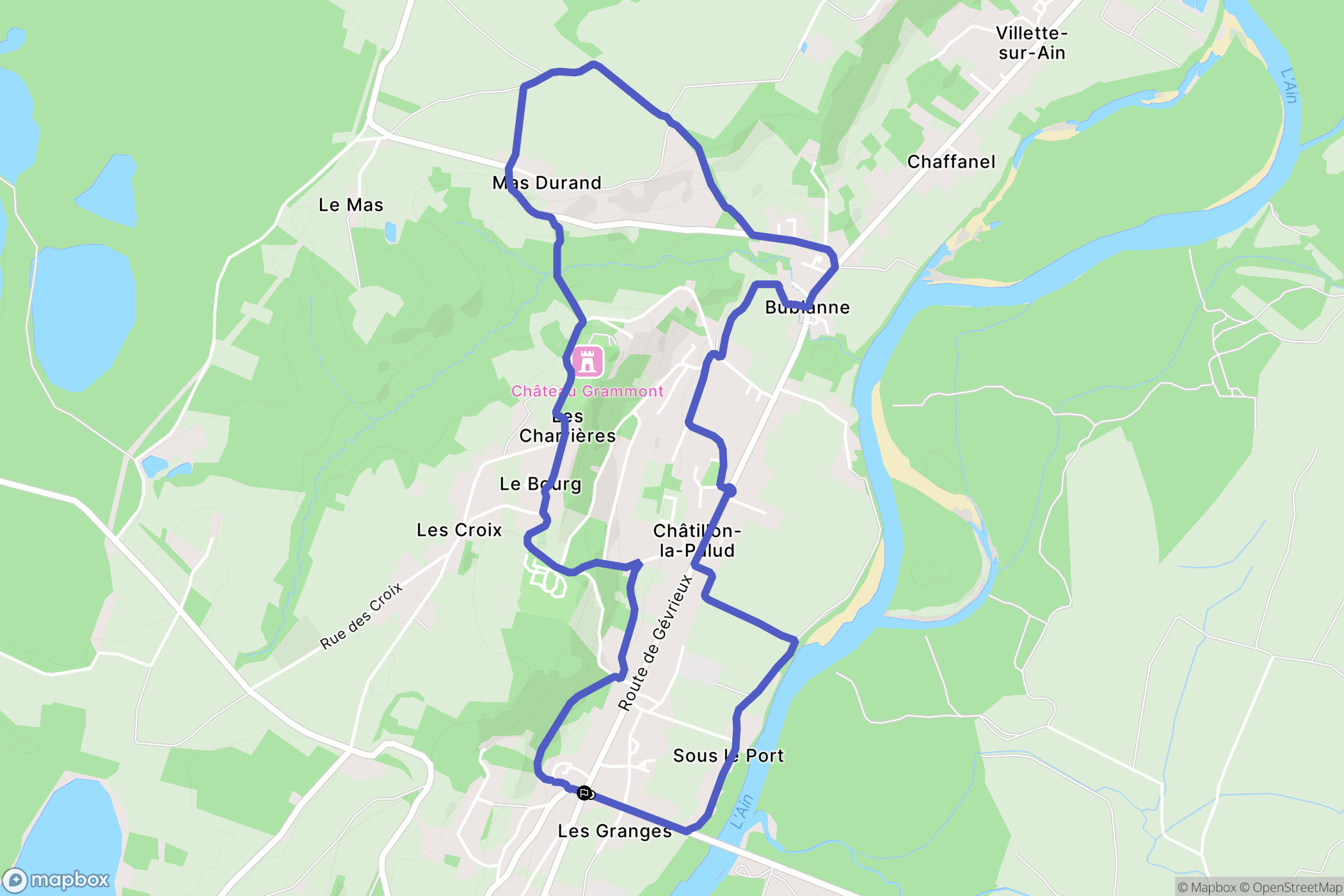 Châtillon-la-Palud : carte du parcours de randonnée - France