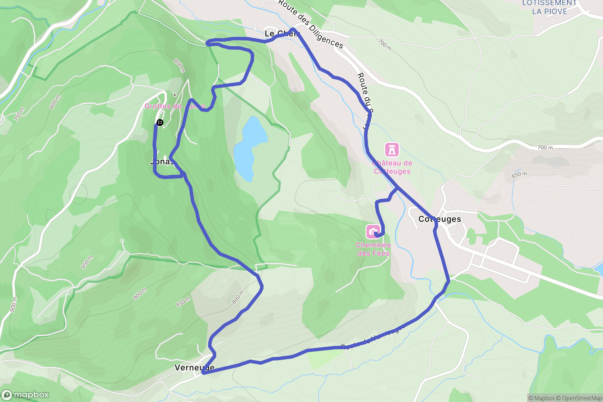 Saint-Pierre-Colamine : carte du parcours de randonnée - France