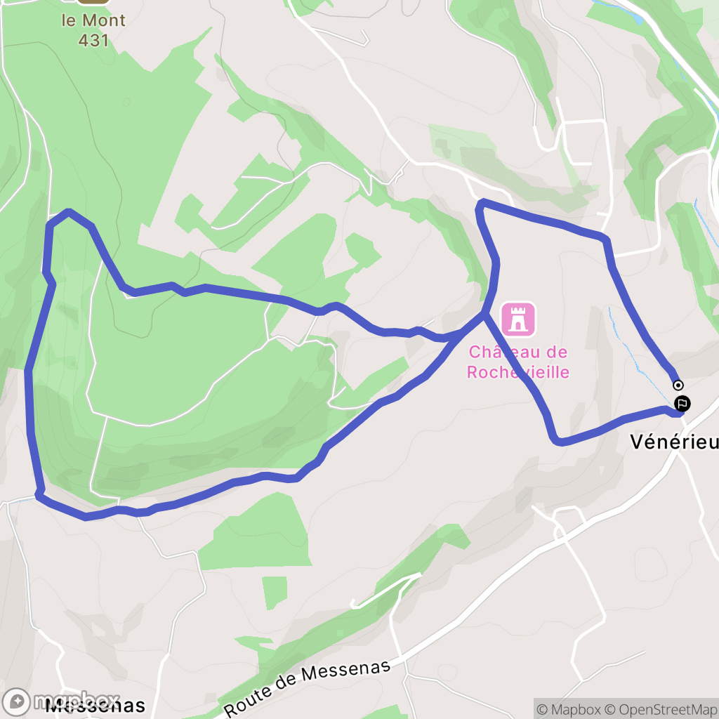 Vénérieu : carte du parcours de randonnée - France