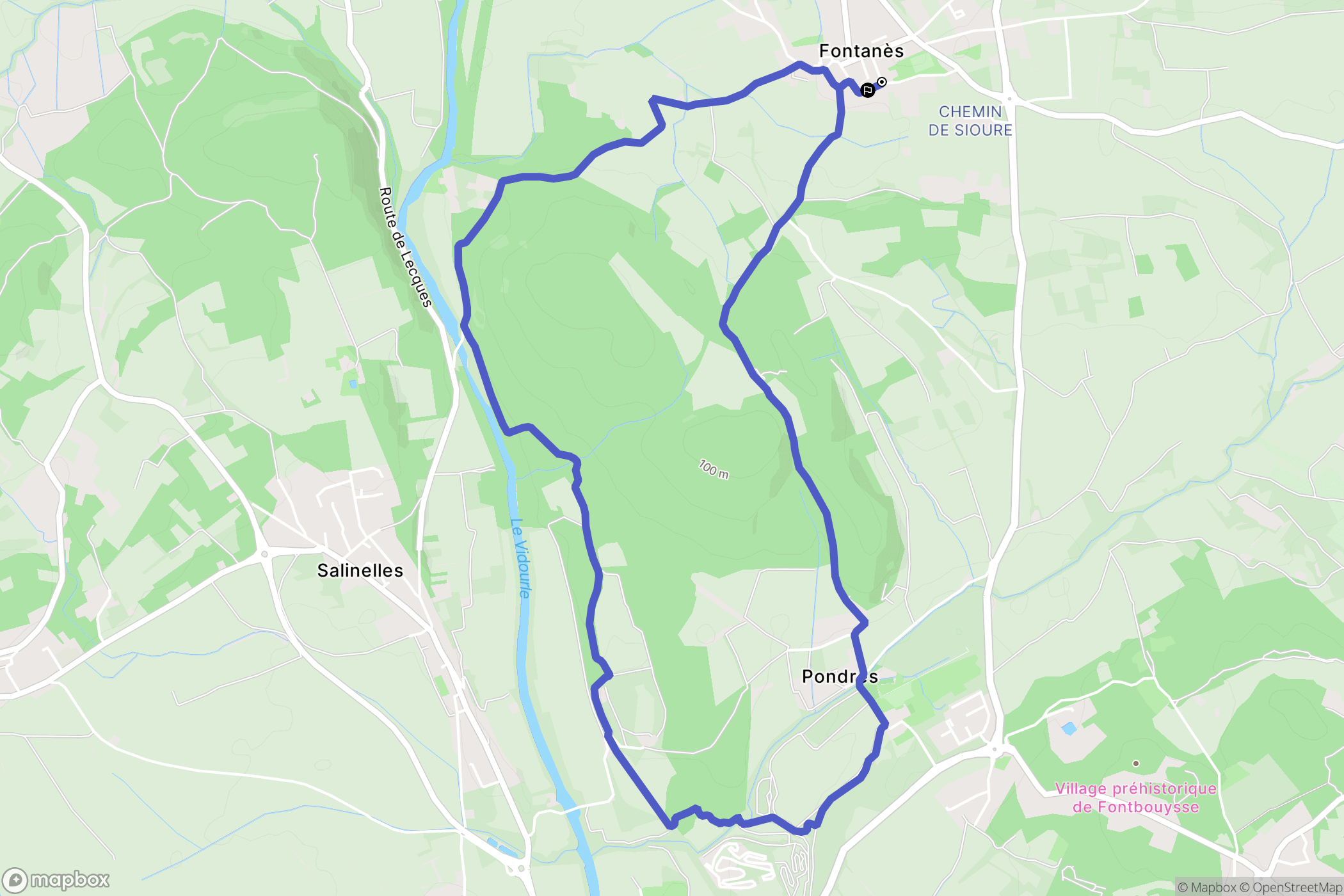 Fontanes : carte du parcours de randonnée - France